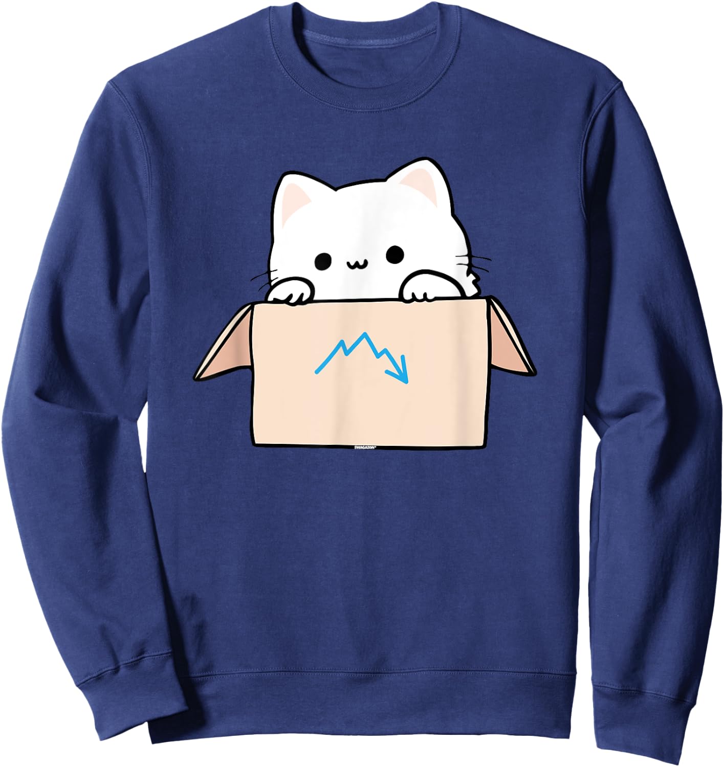 Coworker Pet Swagazon Associate Cute Cat in Cardboard Box Men Women Sweatshirt - Sweatshirt | Navy