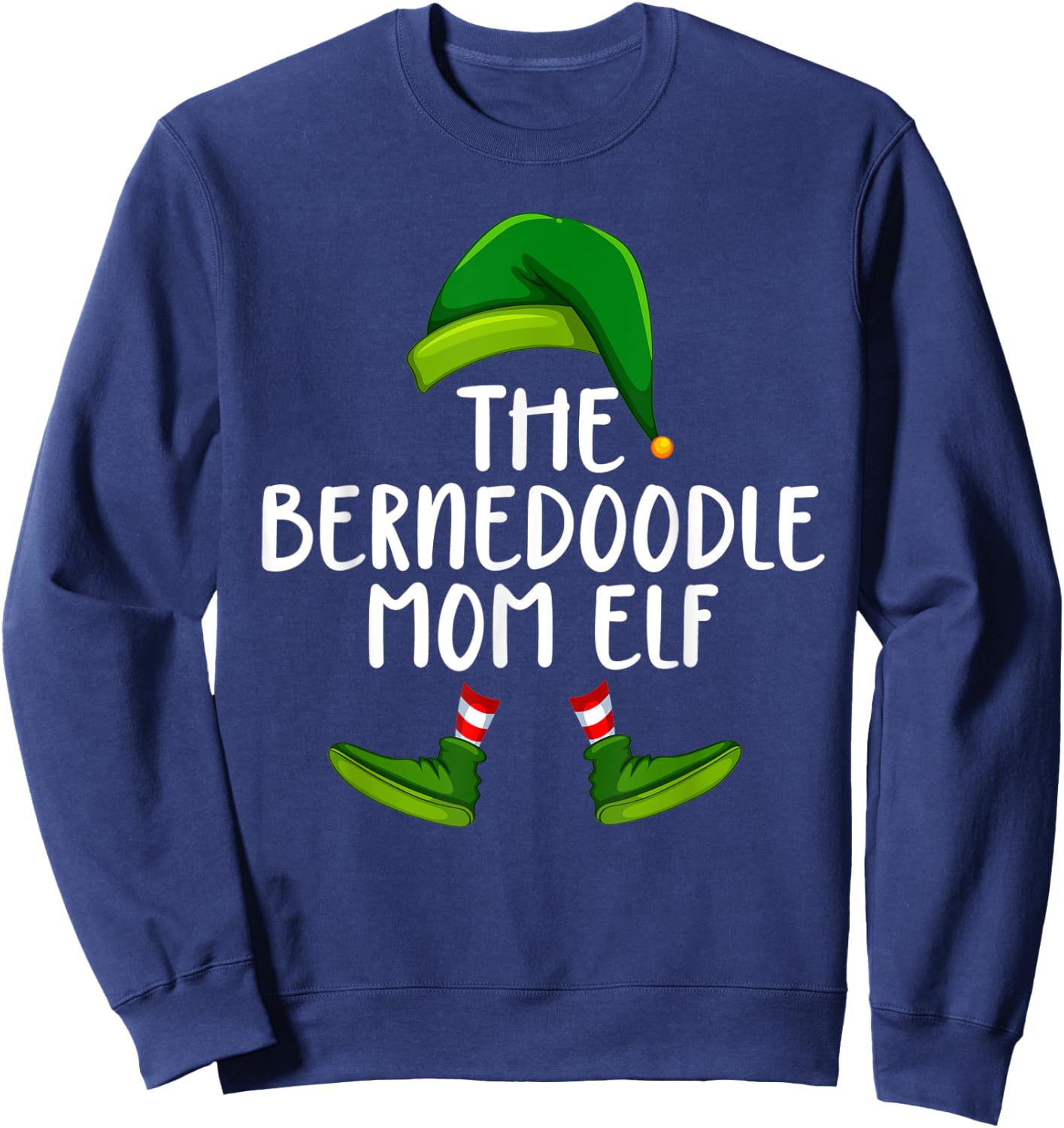 Bernedoodle Mom Dog Elf Funny Christmas Pajama X mas Women Sweatshirt - Sweatshirt | Navy