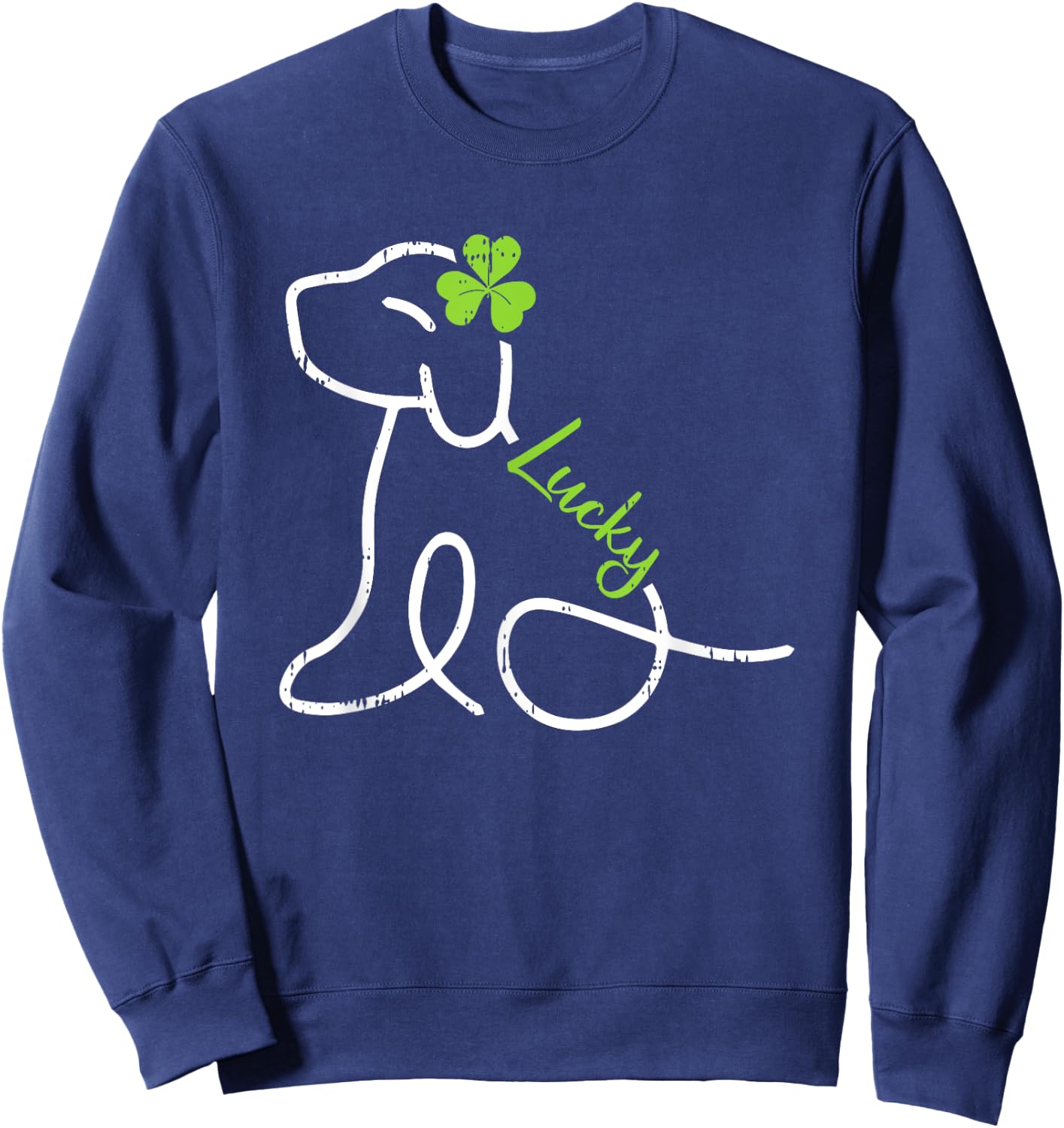 Lucky Dog St Patricks Day Cute Irish Puppy Shamrock Clover Men Women Kids Sweatshirt - Sweatshirt | Navy