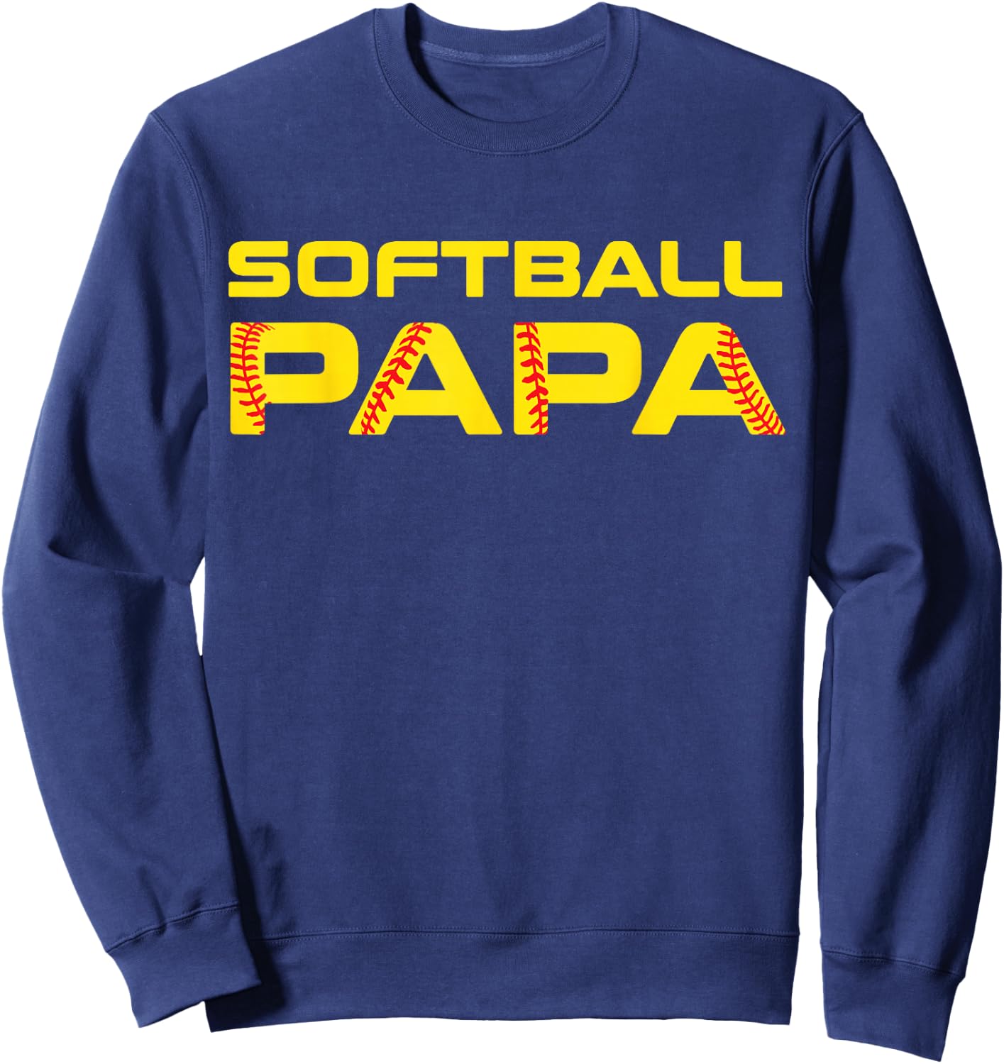 Yellow Print Softball Papa Sweatshirt - Sweatshirt | Navy