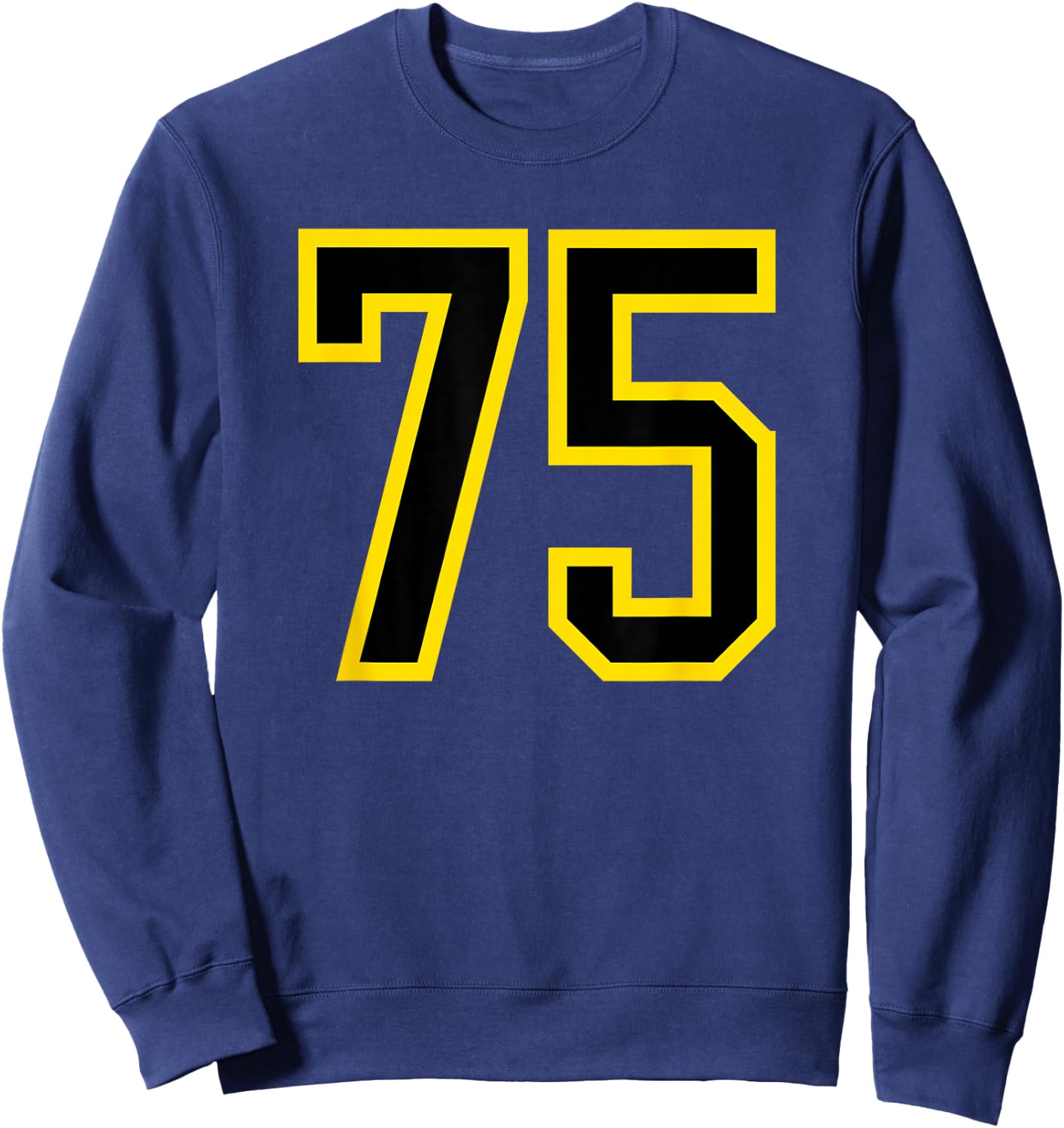 Yellow Black Sports Team Number #75 Sweatshirt - Sweatshirt | Navy