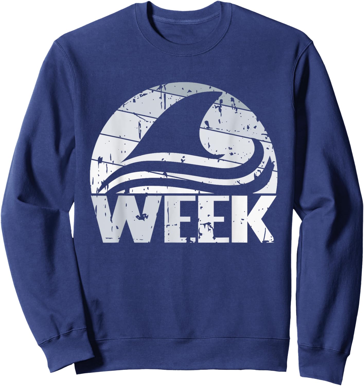 Retro Shark Fin Week 2024 Shark Lover Ocean Wildlife Summer Sweatshirt - Sweatshirt | Navy