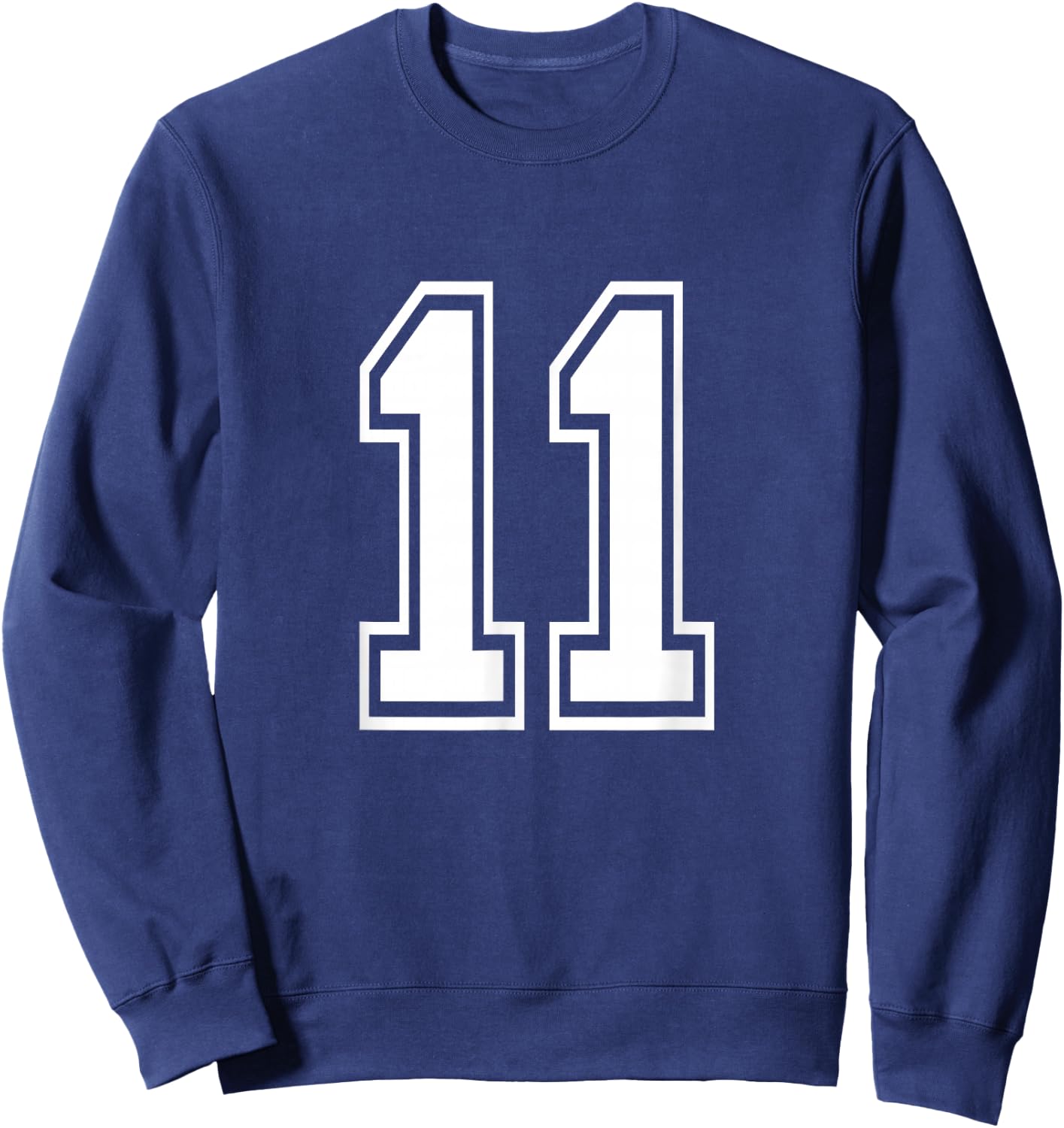 Number 11 Front + Back Varsity Sports Team 11th Birthday Sweatshirt - Sweatshirt | Navy