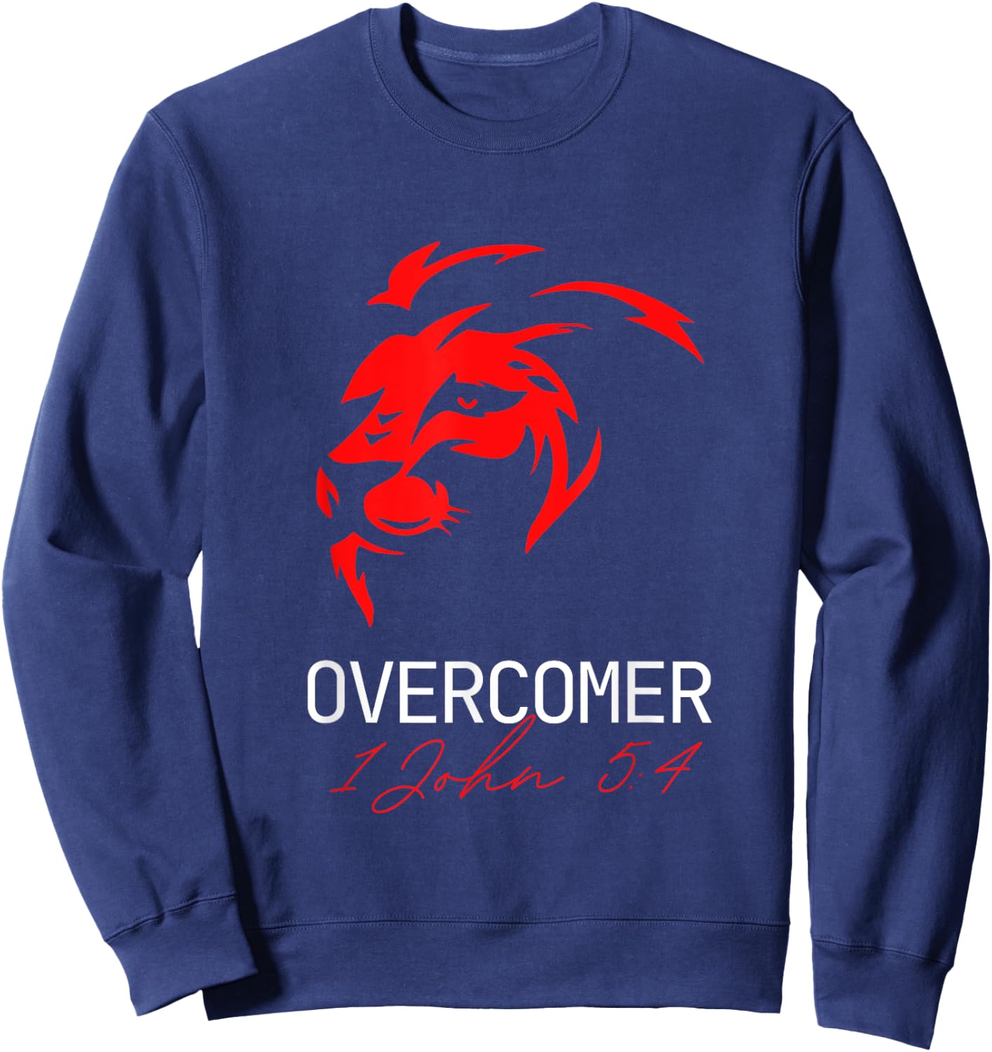 Christian Faith Overcomer Motivational Lion Sweatshirt - Sweatshirt | Navy