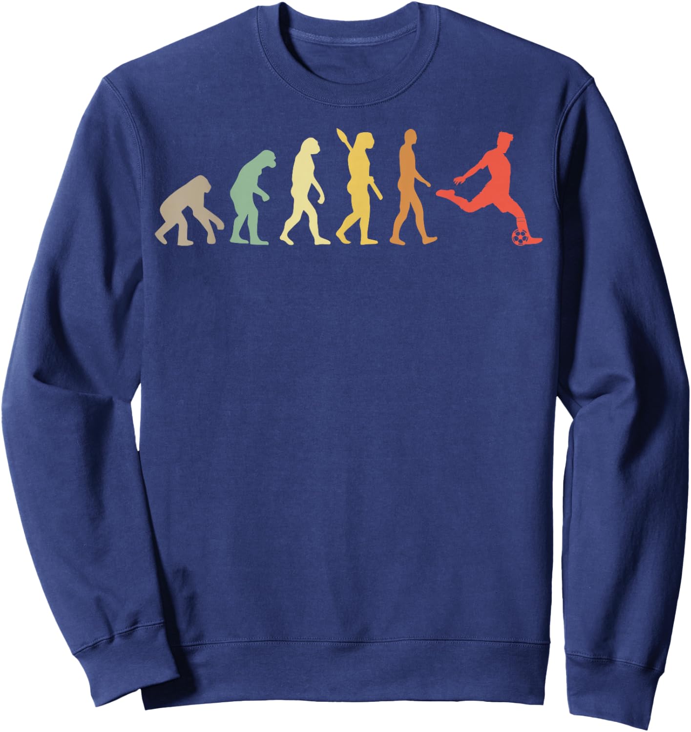 Retro Soccer Evolution of Man Athlete Sweatshirt - Sweatshirt | Navy