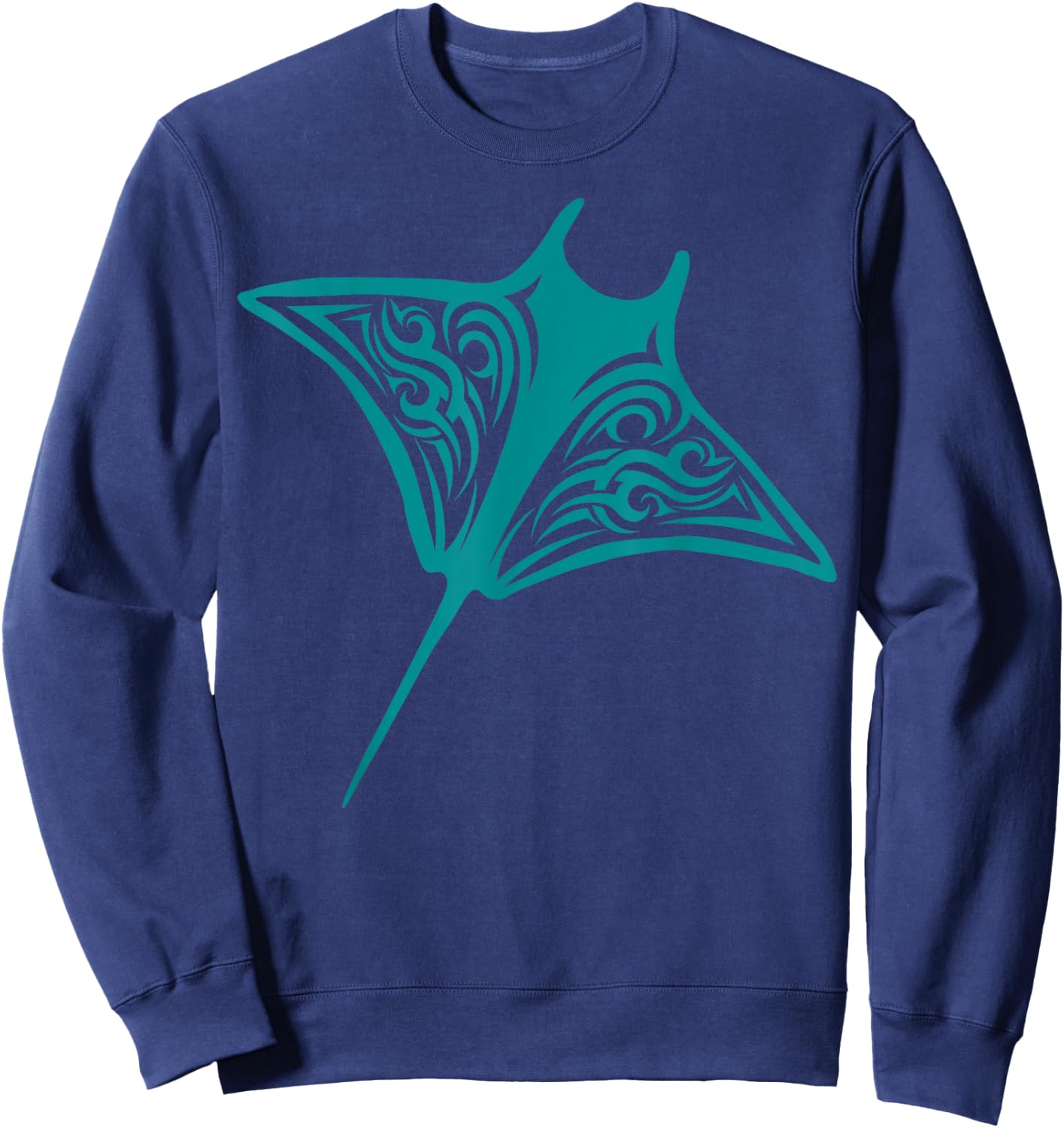 Manta Ray Hawaii Tribal Stingray Fish Ocean Biologist Sweatshirt - Sweatshirt | Navy