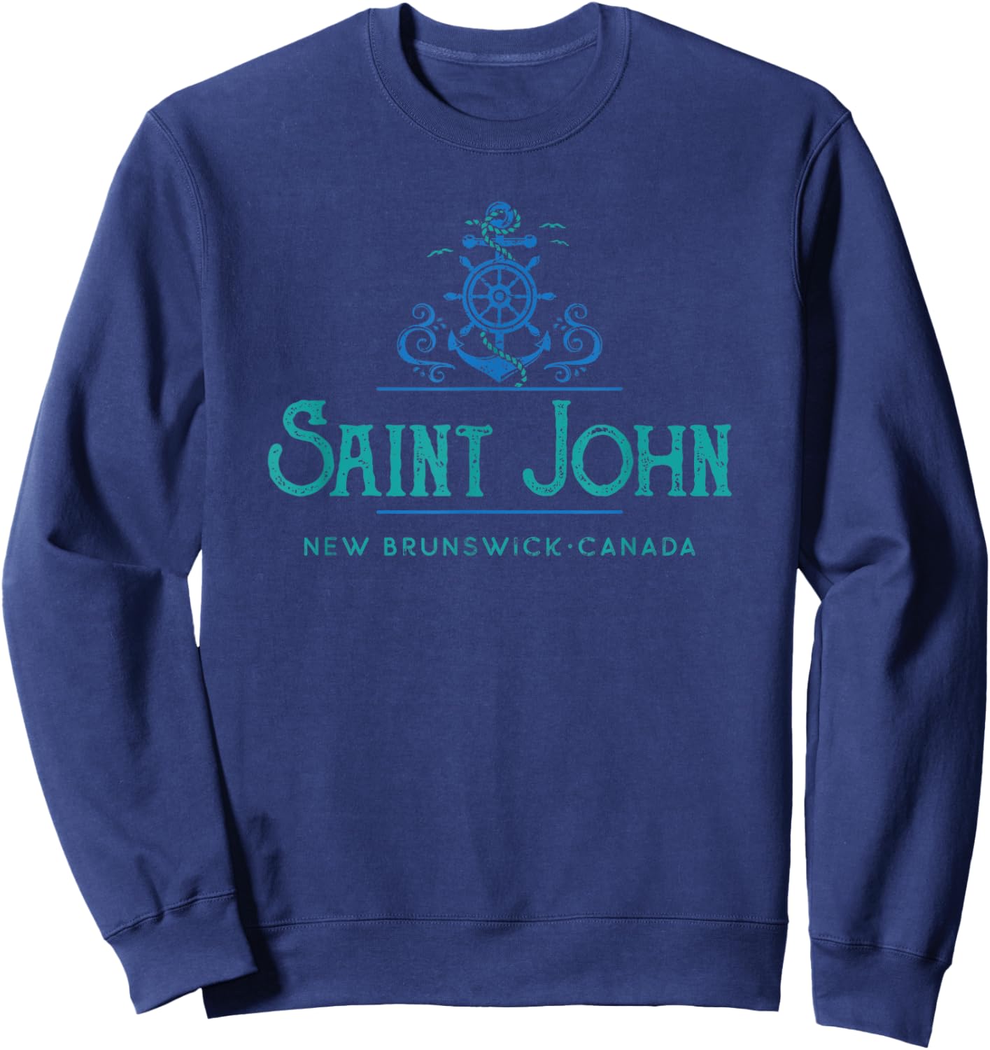 Saint John, New Brunswick, Canada Nautical Design Sweatshirt - Sweatshirt | Navy