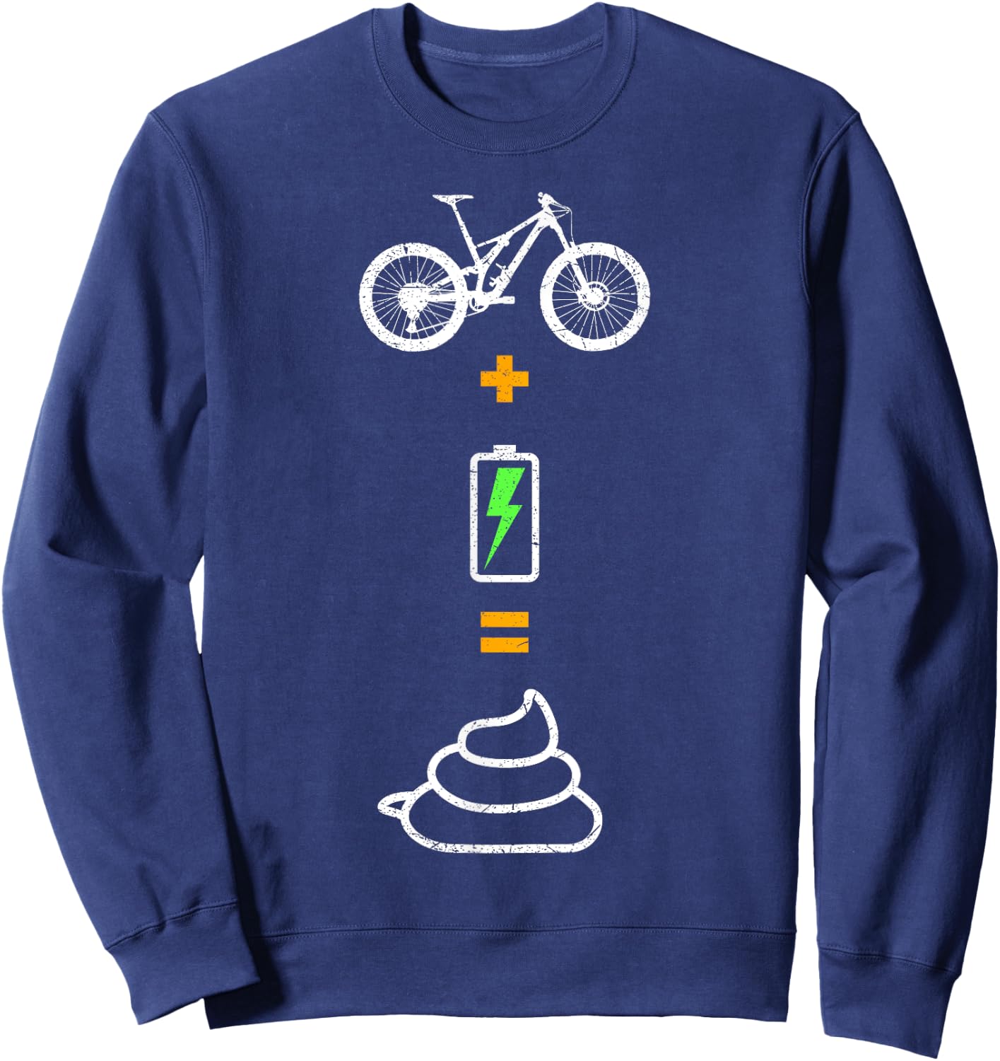 Anti e-bike, no motor, no battery, bicycle plus battery Sweatshirt - Sweatshirt | Navy
