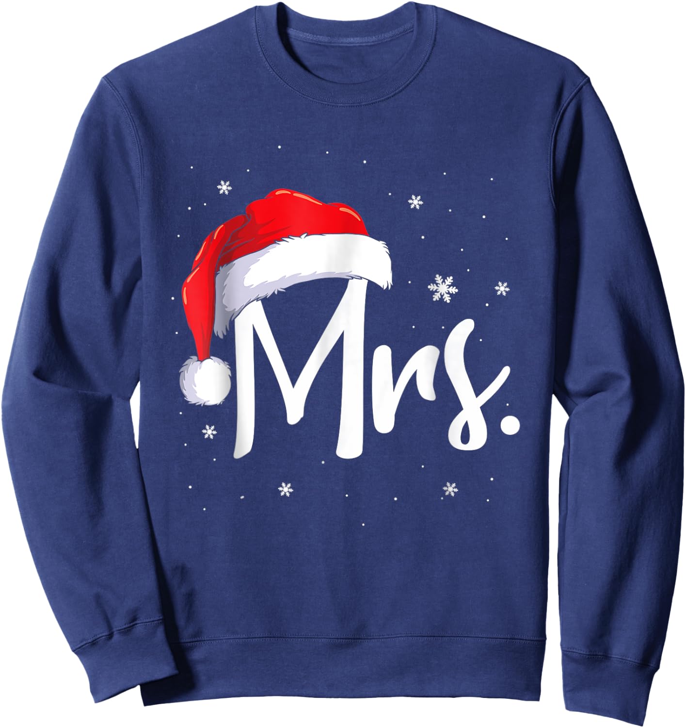 Mr and Mrs Claus Couples Matching Christmas Pajamas Santa Sweatshirt - Sweatshirt | Navy