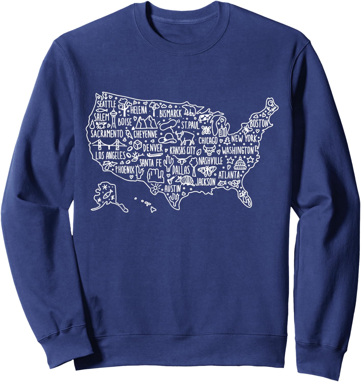 USA Shirts, United States Of America Map Shirts 4th of July Sweatshirt - Sweatshirt | Navy