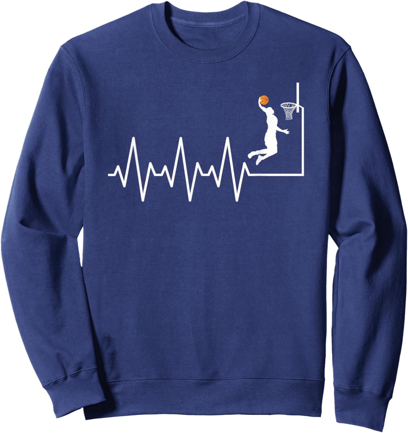 Funny Basketball Heartbeat Basketball Player Sweatshirt - Sweatshirt | Navy