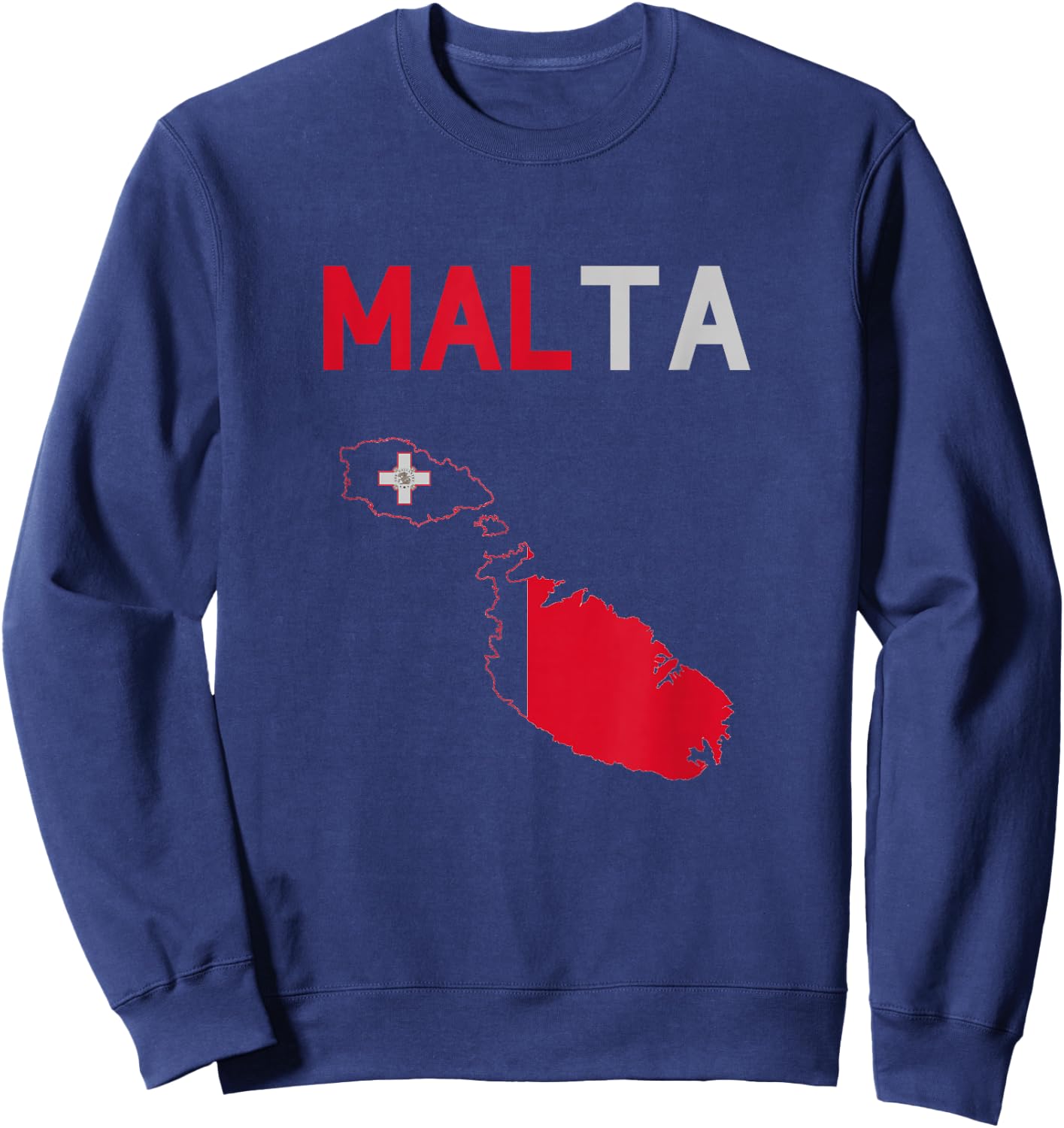 Malta Flag and Map Sweatshirt - Sweatshirt | Navy
