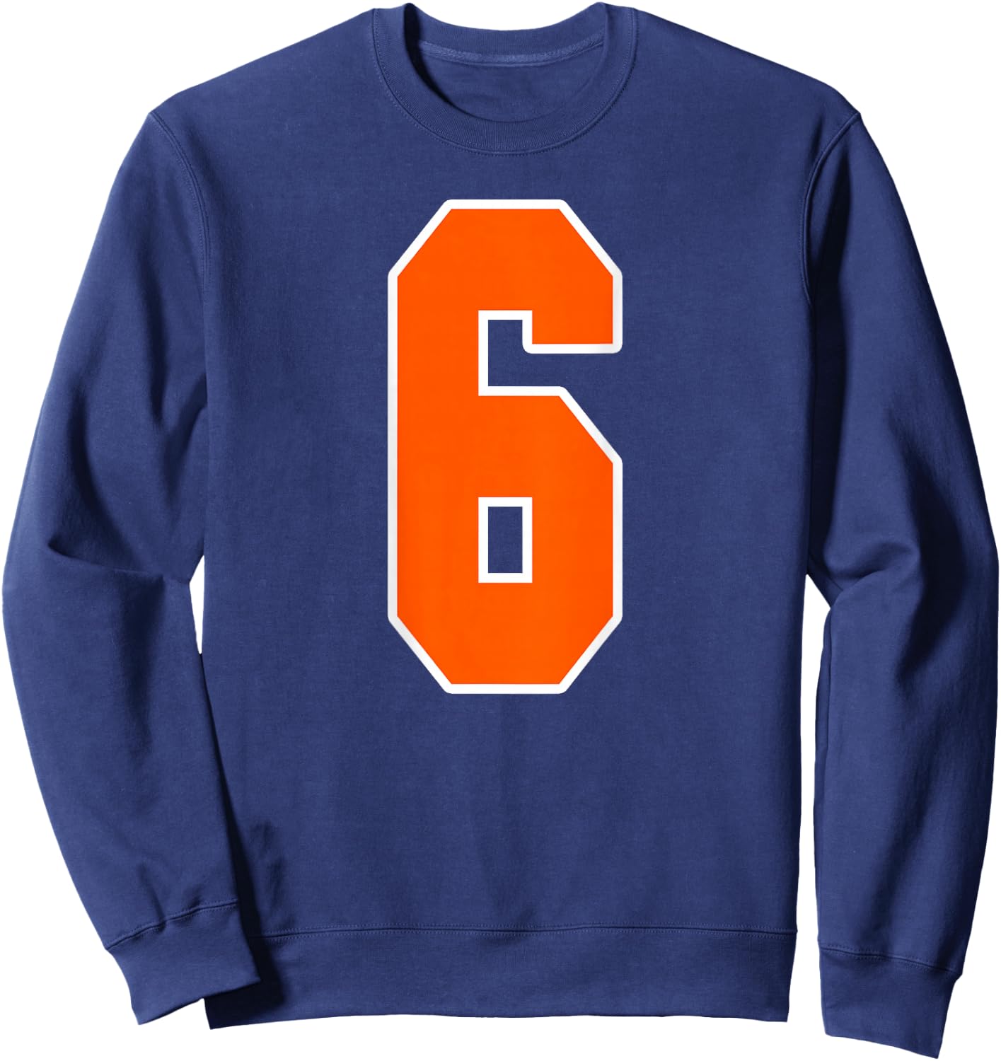 Back Print Orange Sports Block Number 6 For Sports Team Sweatshirt - Sweatshirt | Navy