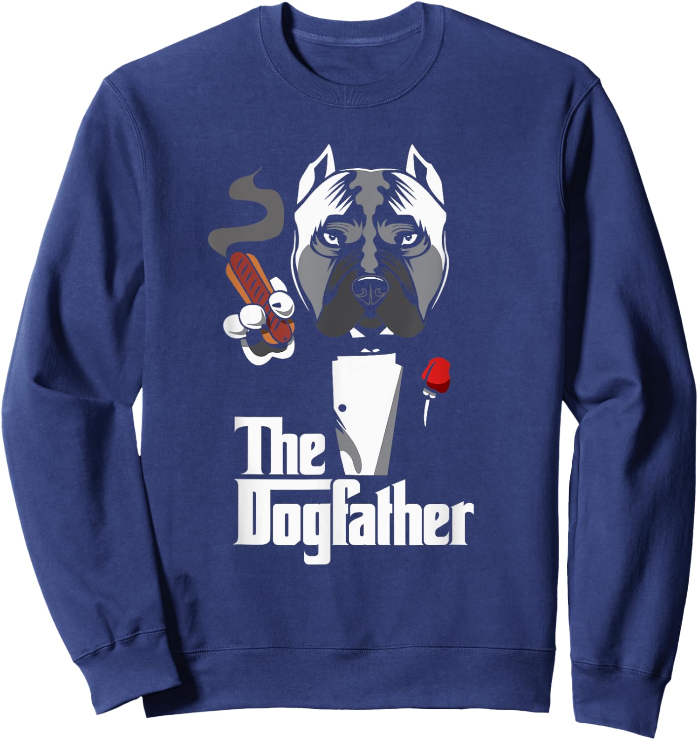 Utopia Sport Dogs Shop The Dogfather Funny , Men's Black Cartoon Dog , Small, Classic Fit, Short Sleeve Sweatshirt - Sweatshirt | Navy