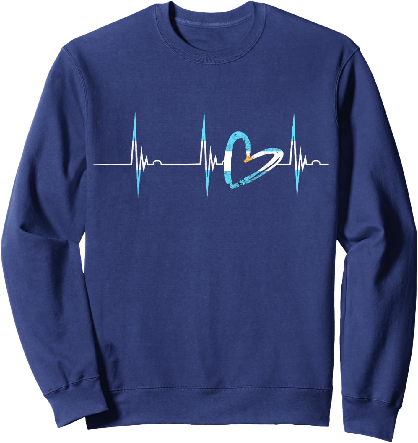 Heartbeat EKG Pulse Argentinian Heart Argentina Sun Of May Sweatshirt - Sweatshirt | Navy