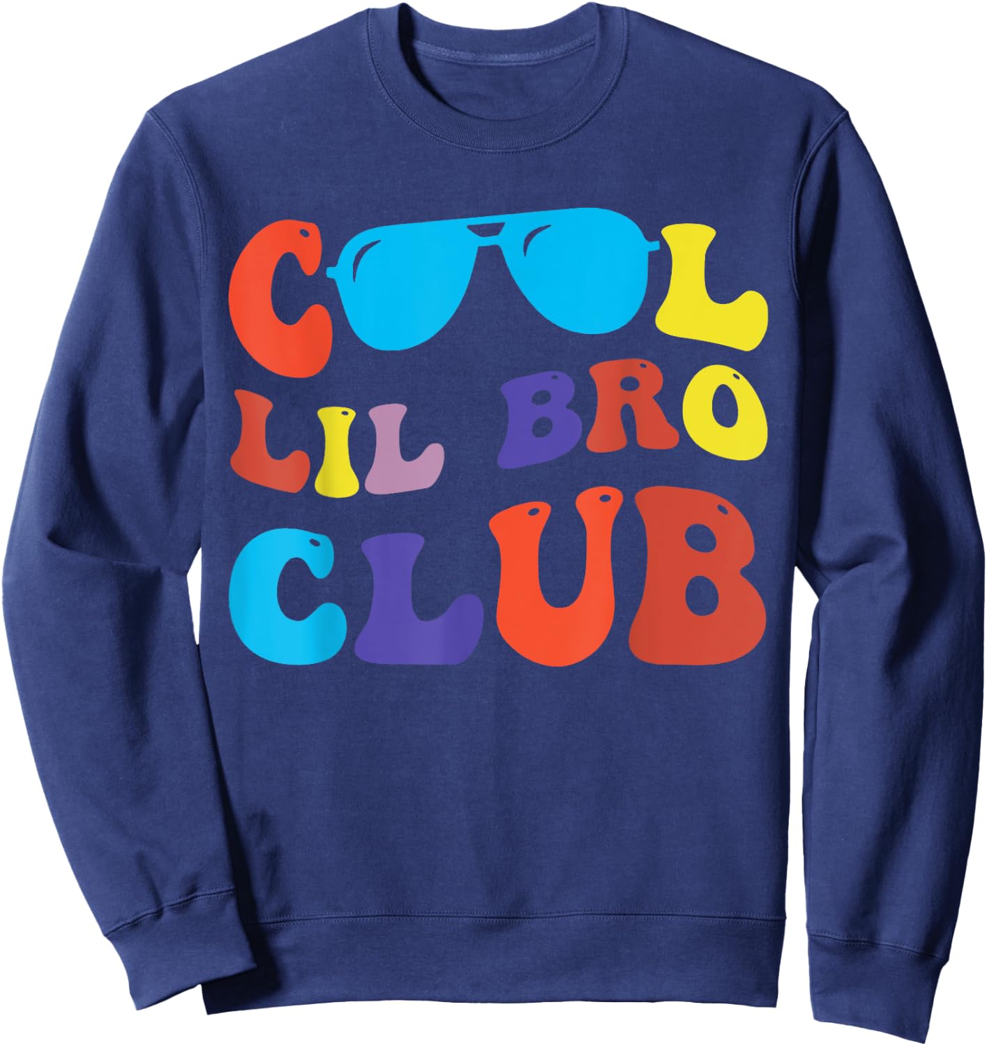 Groovy Retro Cool Lil Bro Club Funny Smile Happy Face Sweatshirt - Sweatshirt | Navy