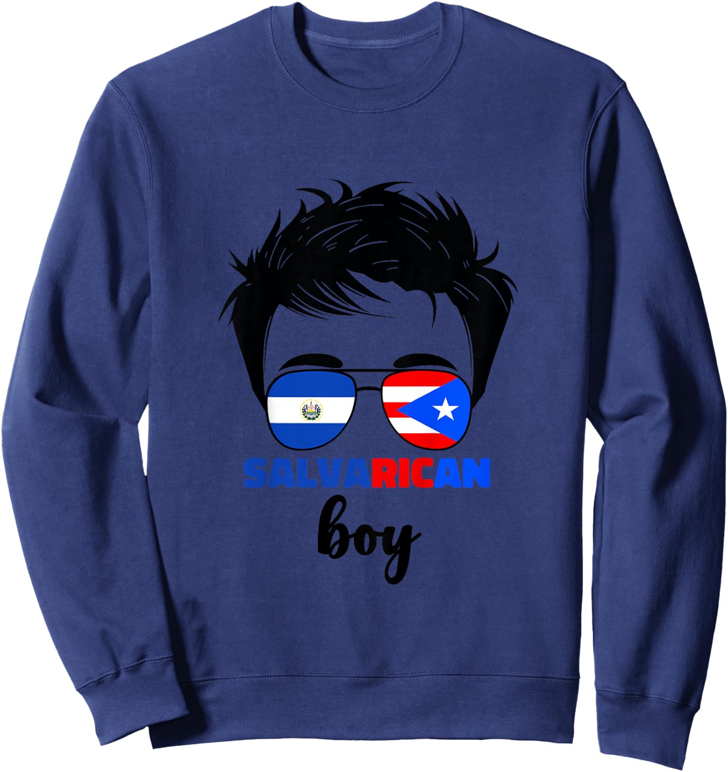 Kids Half Salvadorian And Puerto Rican Rico El Salvador Baby Boys Sweatshirt - Sweatshirt | Navy