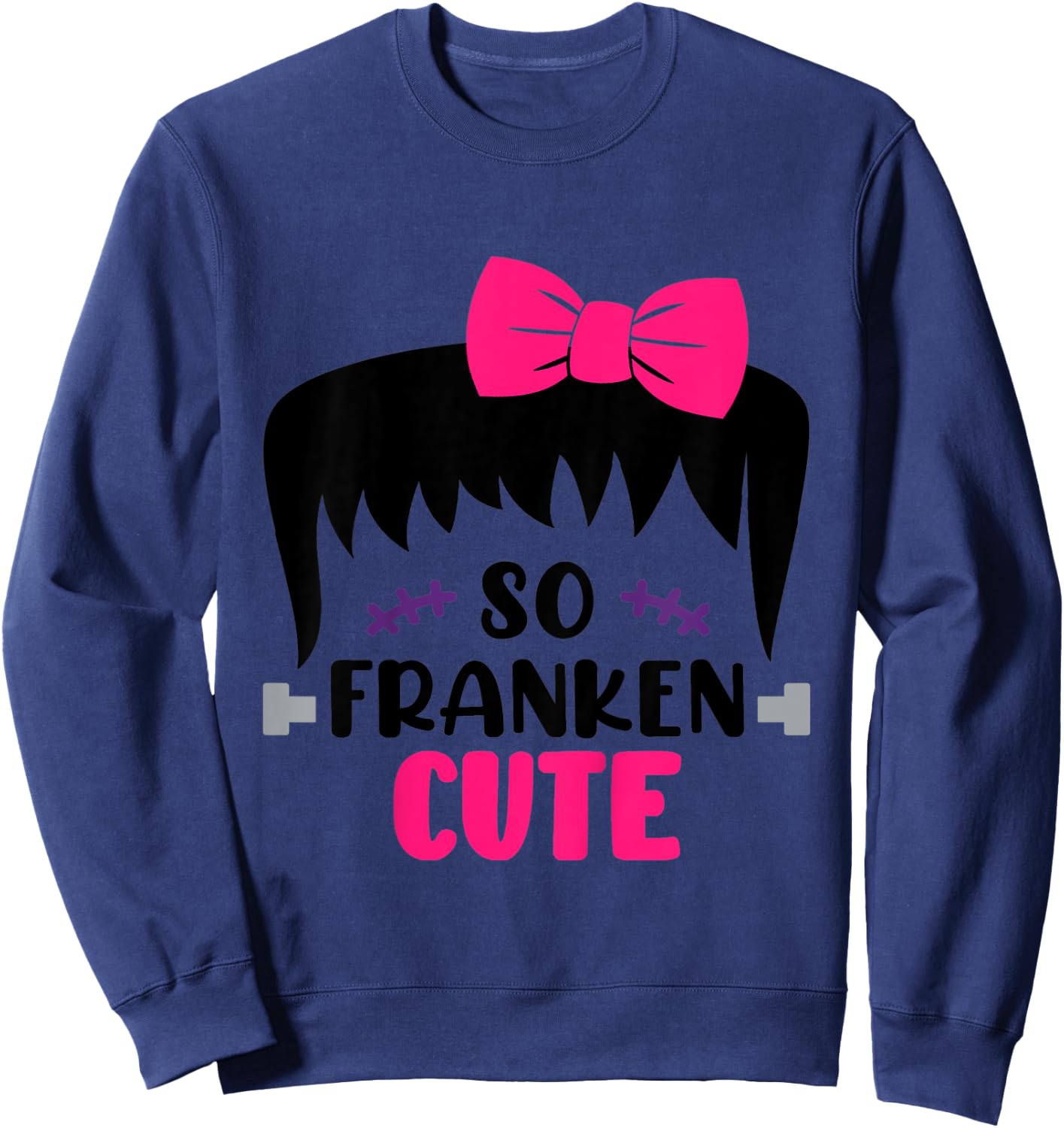 Kids So Franken Cute Toddler Girl Halloween Costume Scary Funny Sweatshirt - Sweatshirt | Navy