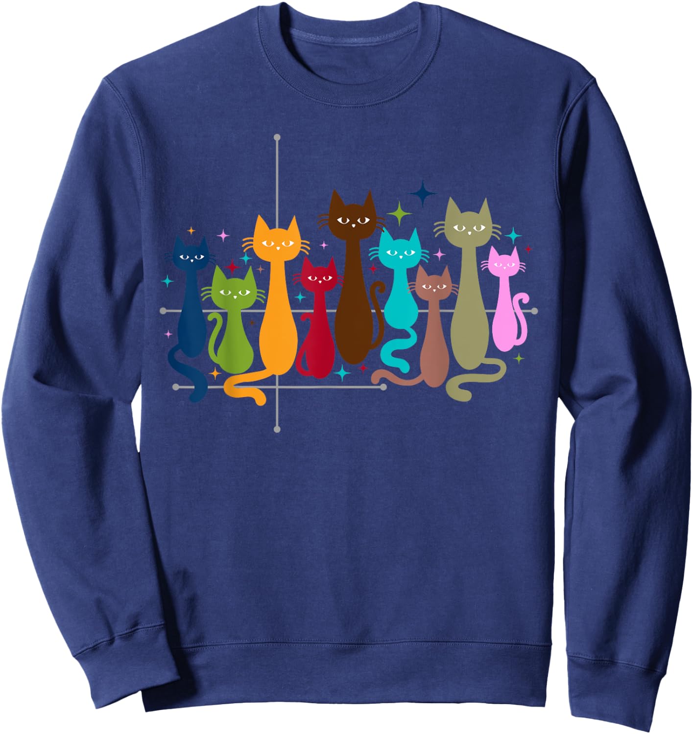 Classic Art Kitten Lover Vintage Artwork Cute Cat Sweatshirt - Sweatshirt | Navy