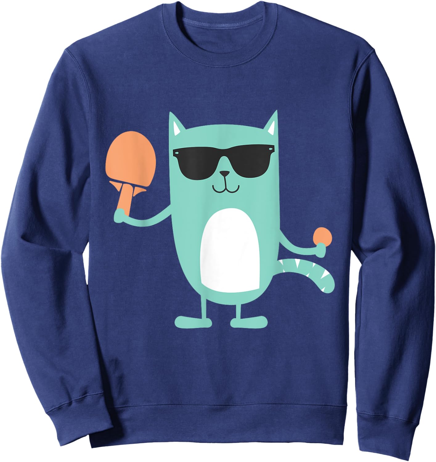 Cat Ping Pong Player - Paddle Game Sports Tournament Lover Sweatshirt - Sweatshirt | Navy