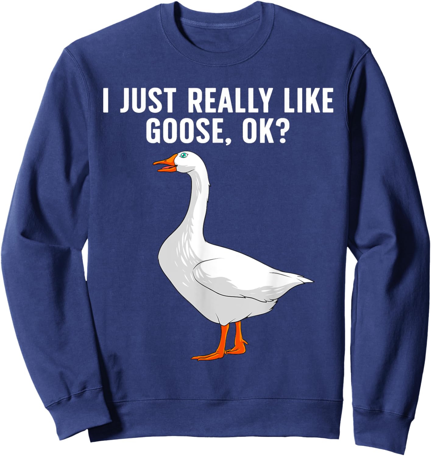 Cute Goose Design Women Waterfowl Bird Goose Lover Sweatshirt - Sweatshirt | Navy