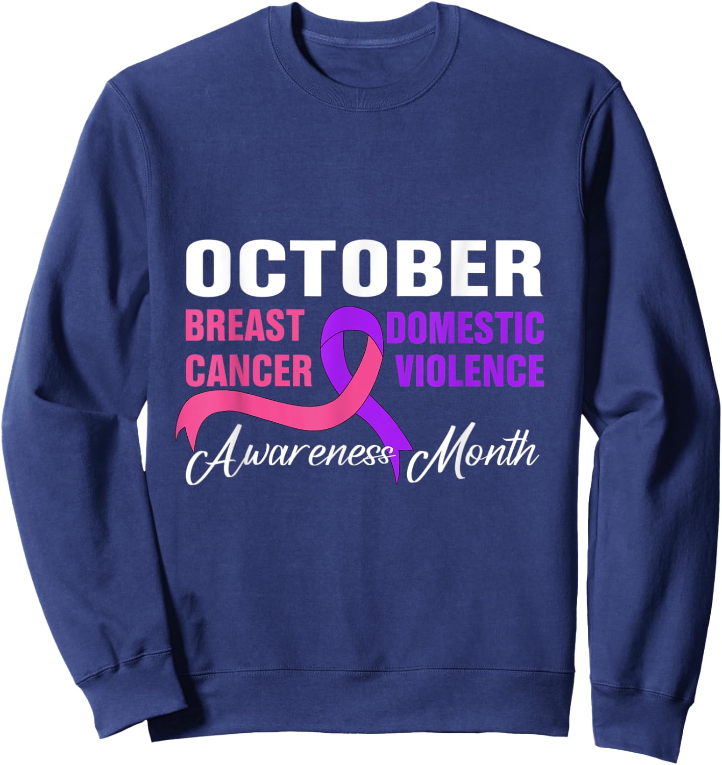 Breast Cancer Domestic Violence Awareness Month Ribbon Sweatshirt - Sweatshirt | Navy