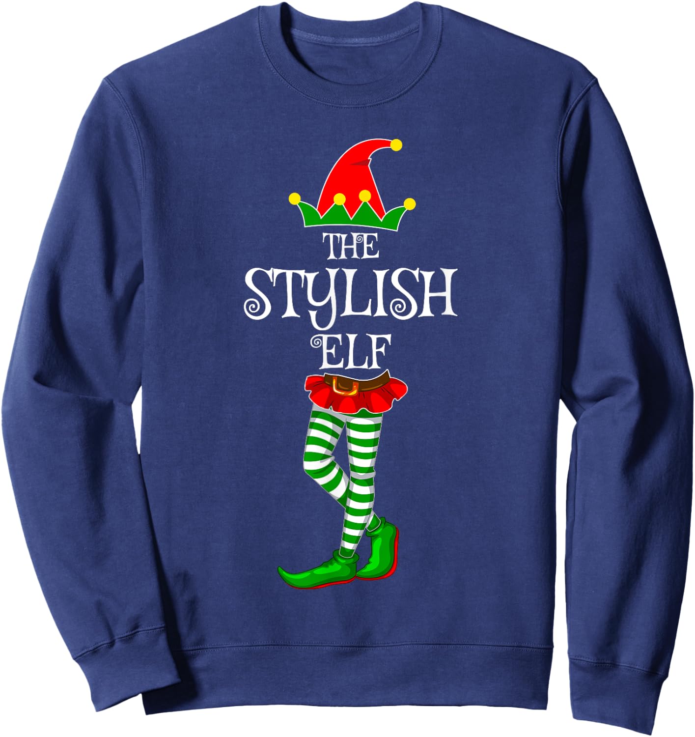 The Stylish Elf Family Matching Xmas Funny Idea Christmas Sweatshirt - Sweatshirt | Navy