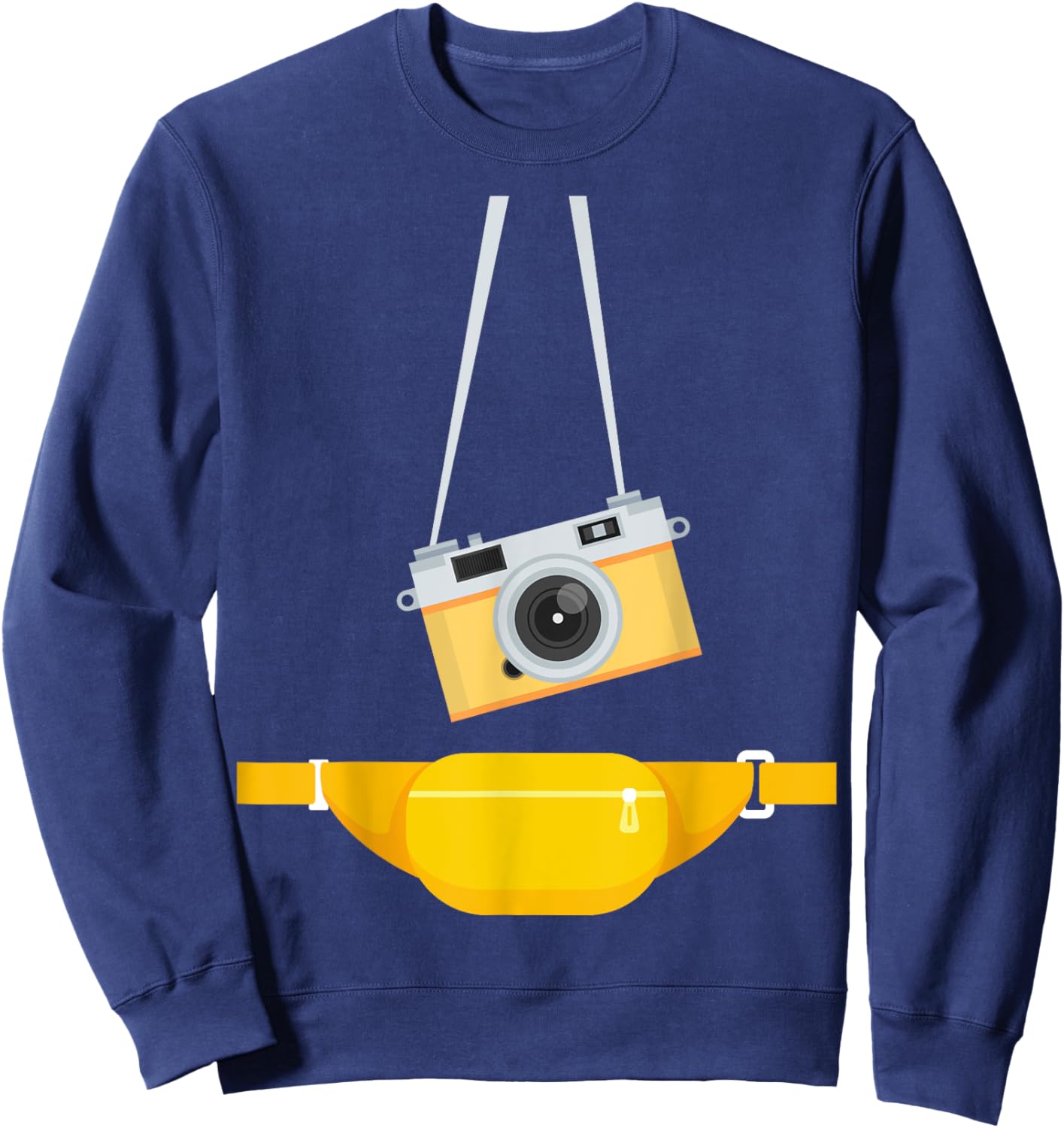 Fake Tourist Photographer Strap Hanging Camera & Bum Bag Sweatshirt - Sweatshirt | Navy