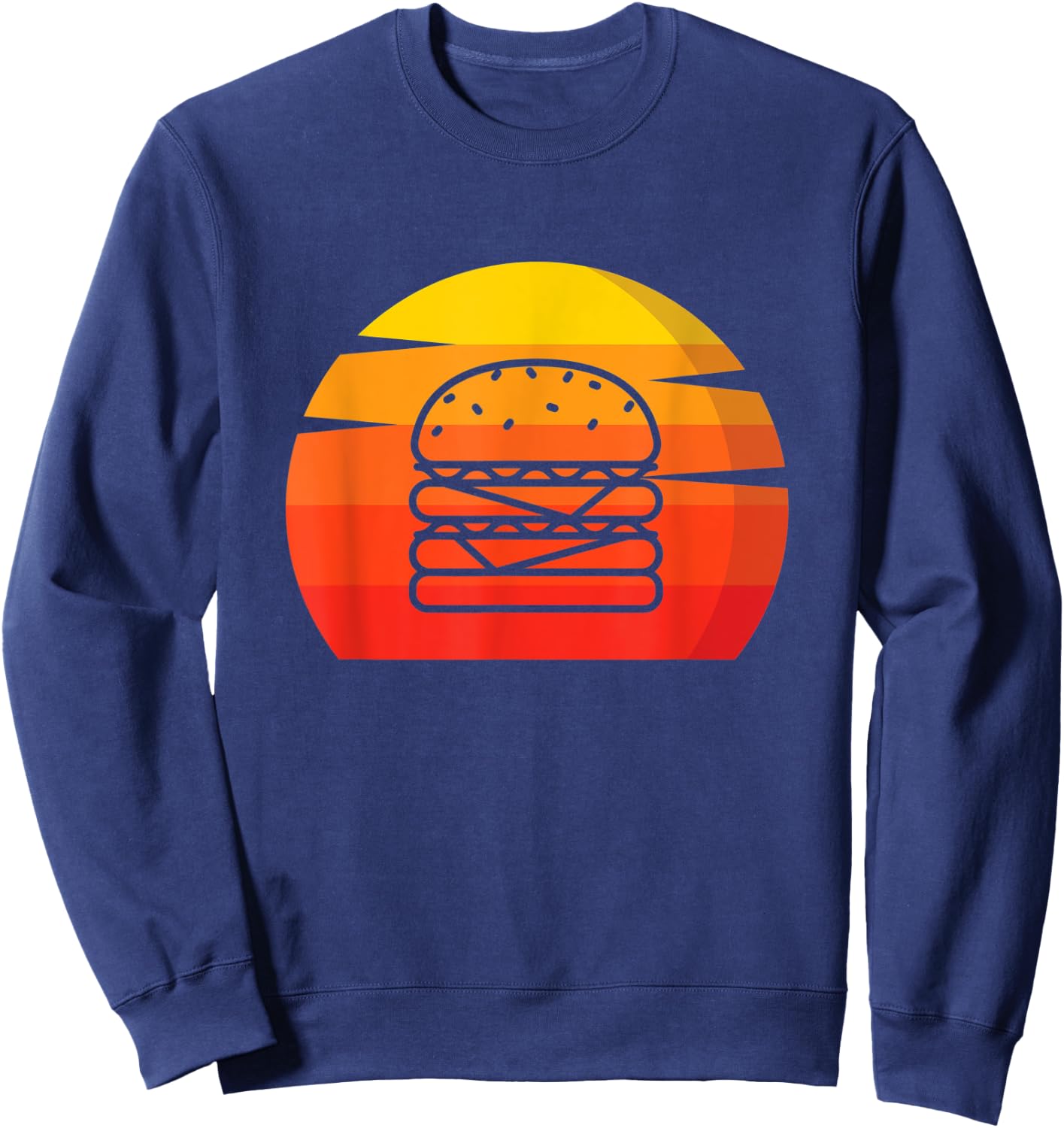 Retro Burger Vintage Design Cheeseburger Sweatshirt - Sweatshirt | Navy