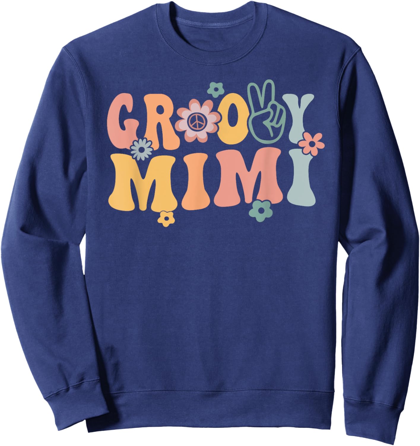 Groovy Mimi Retro Grandma Matching Family 1st Birthday Party Sweatshirt - Sweatshirt | Navy