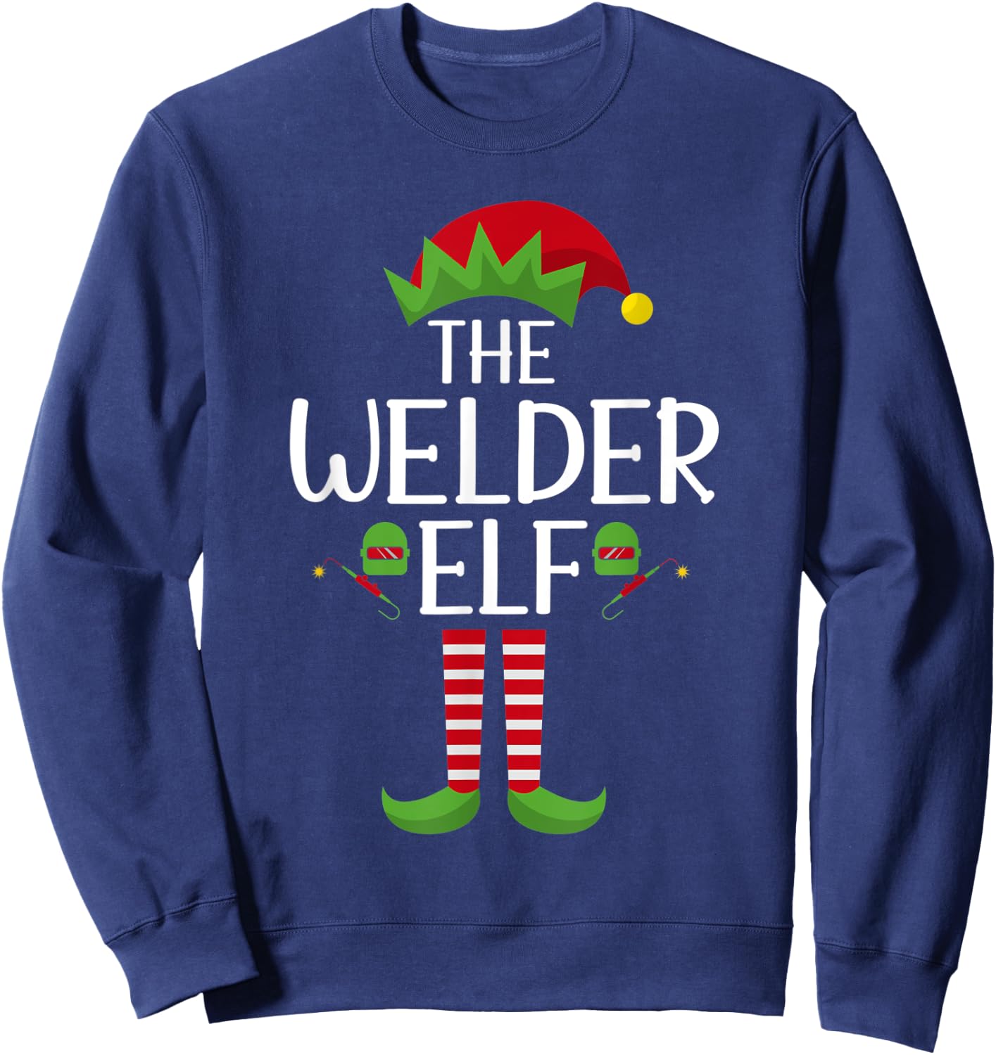 Elf Group Matching Family Christmas Costume The Welder Elf Sweatshirt - Sweatshirt | Navy