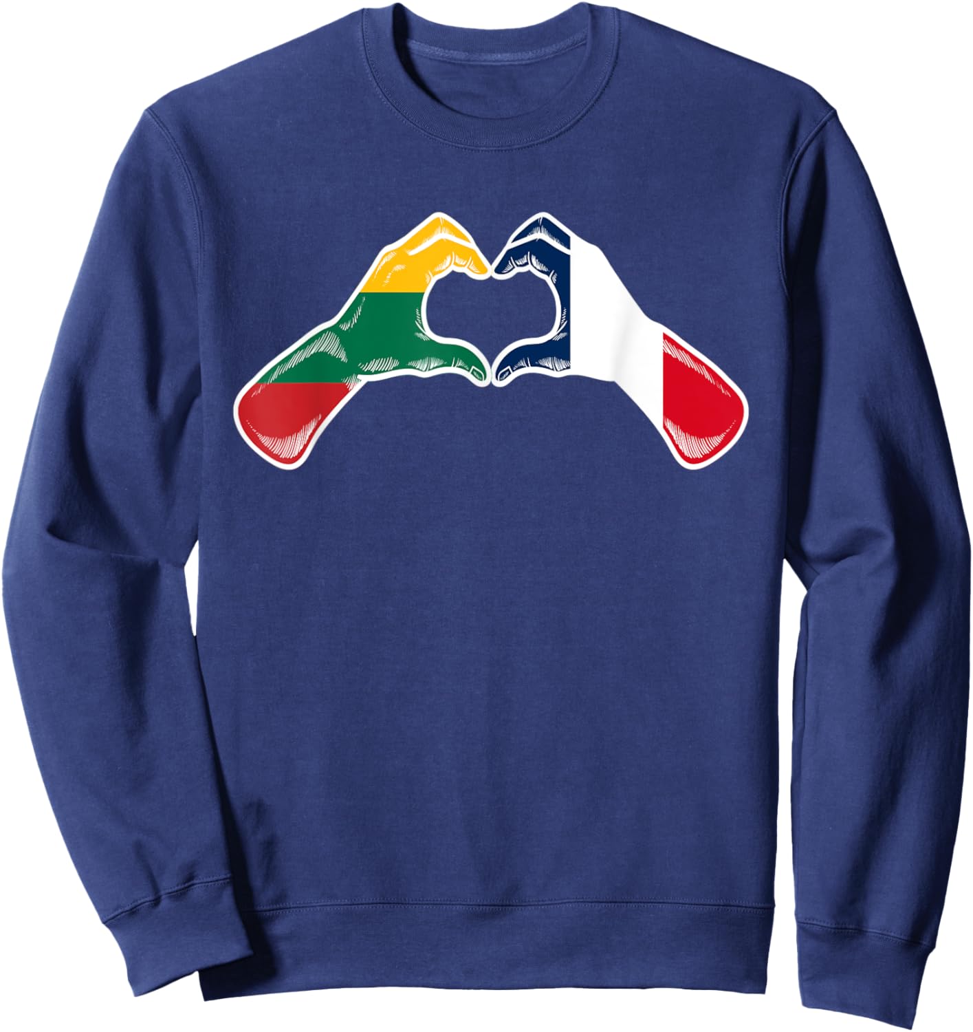 Lithuania France Flag - Lithuanian French Heart Sweatshirt - Sweatshirt | Navy