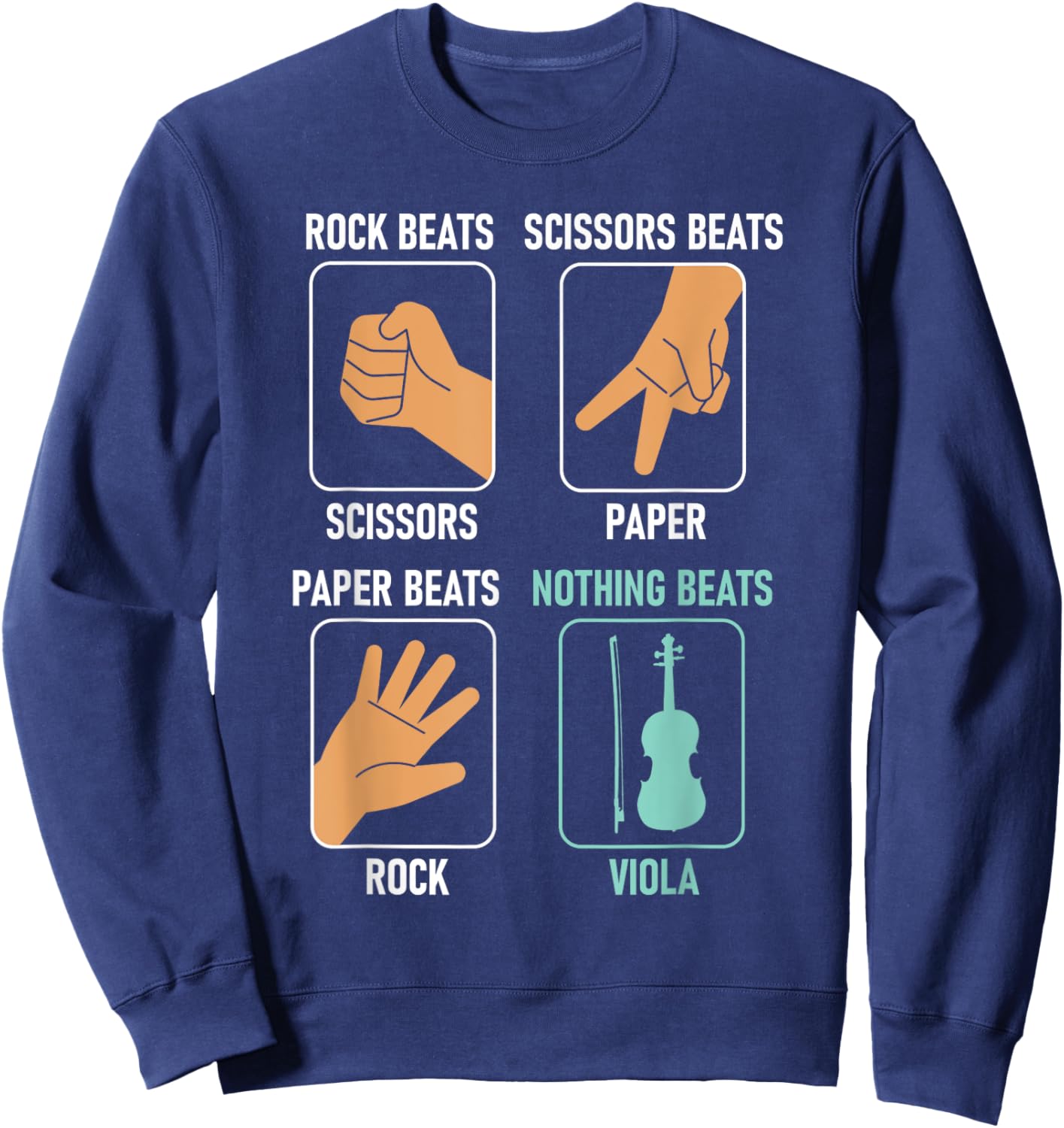 Scissors Paper Rock Viola - Violist Orchestra Band Sweatshirt - Sweatshirt | Navy