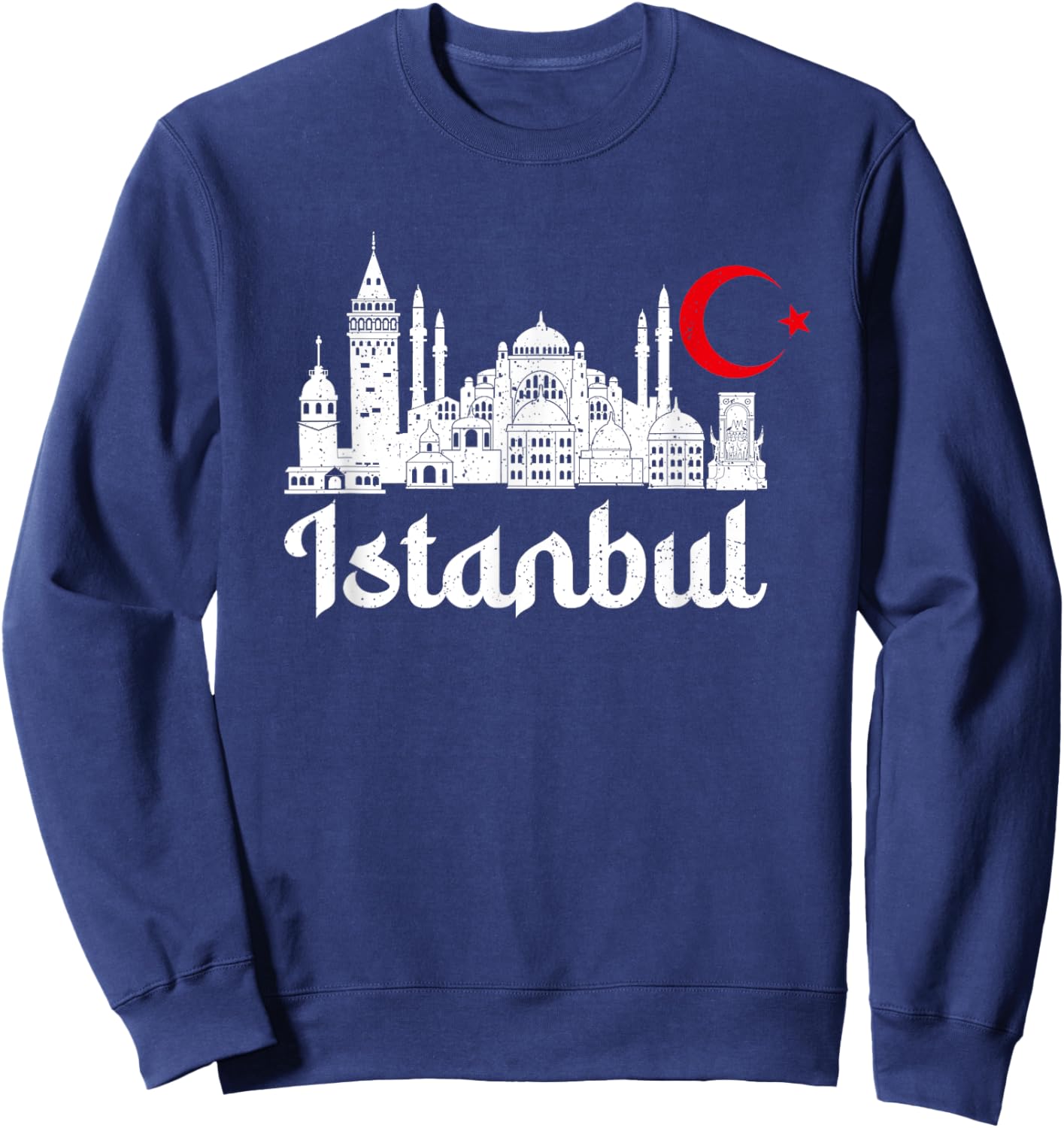 Istanbul Landmark Hagia Sophia Silhouette Turkey Muslim Flag Sweatshirt - Sweatshirt | Navy