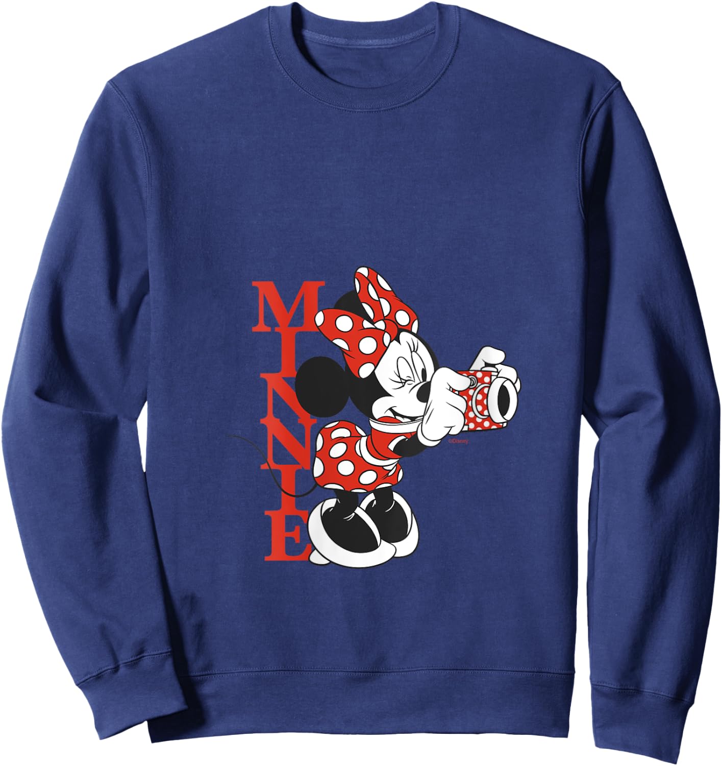 Disney Minnie Mouse with Camera Polka Dot Day Vintage V-Neck Sweatshirt - Sweatshirt | Navy