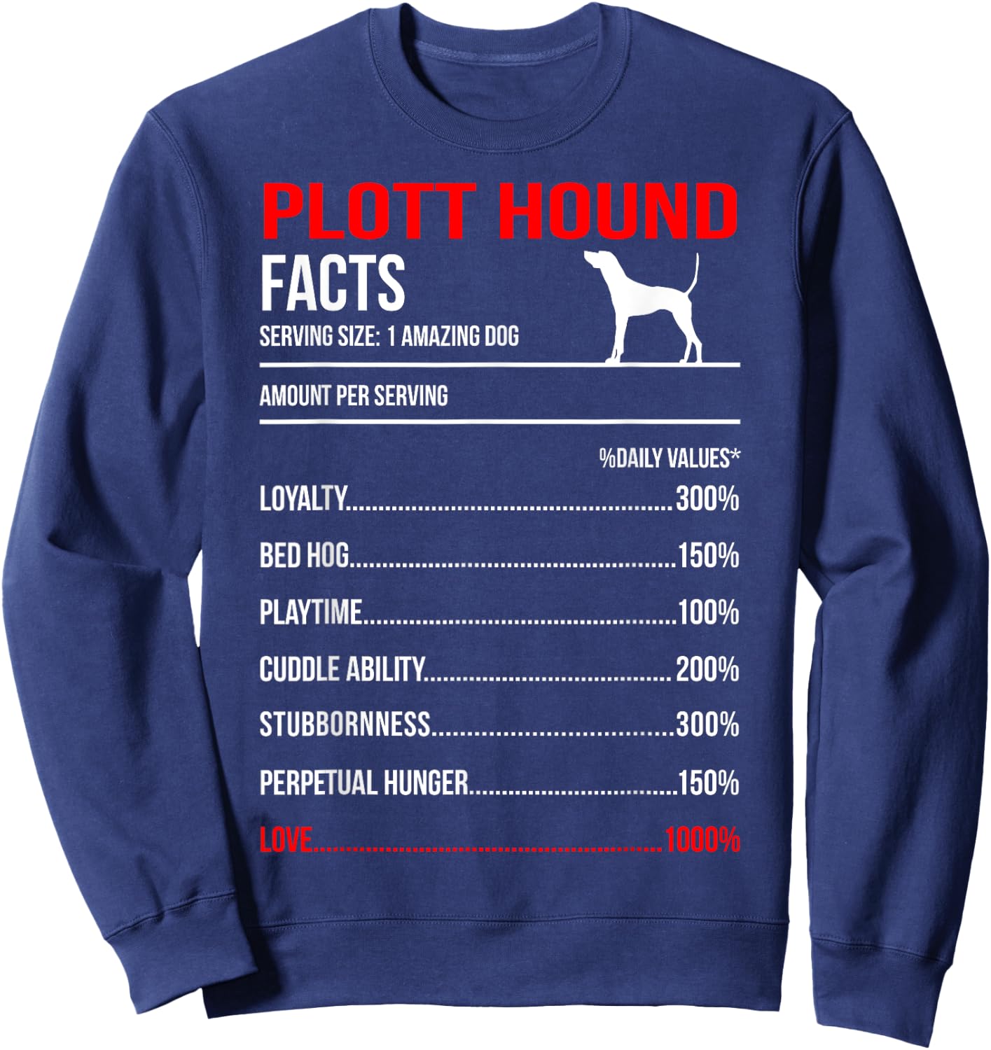 Plott hound Facts Dog Breed Lover Owner Sweatshirt - Sweatshirt | Navy