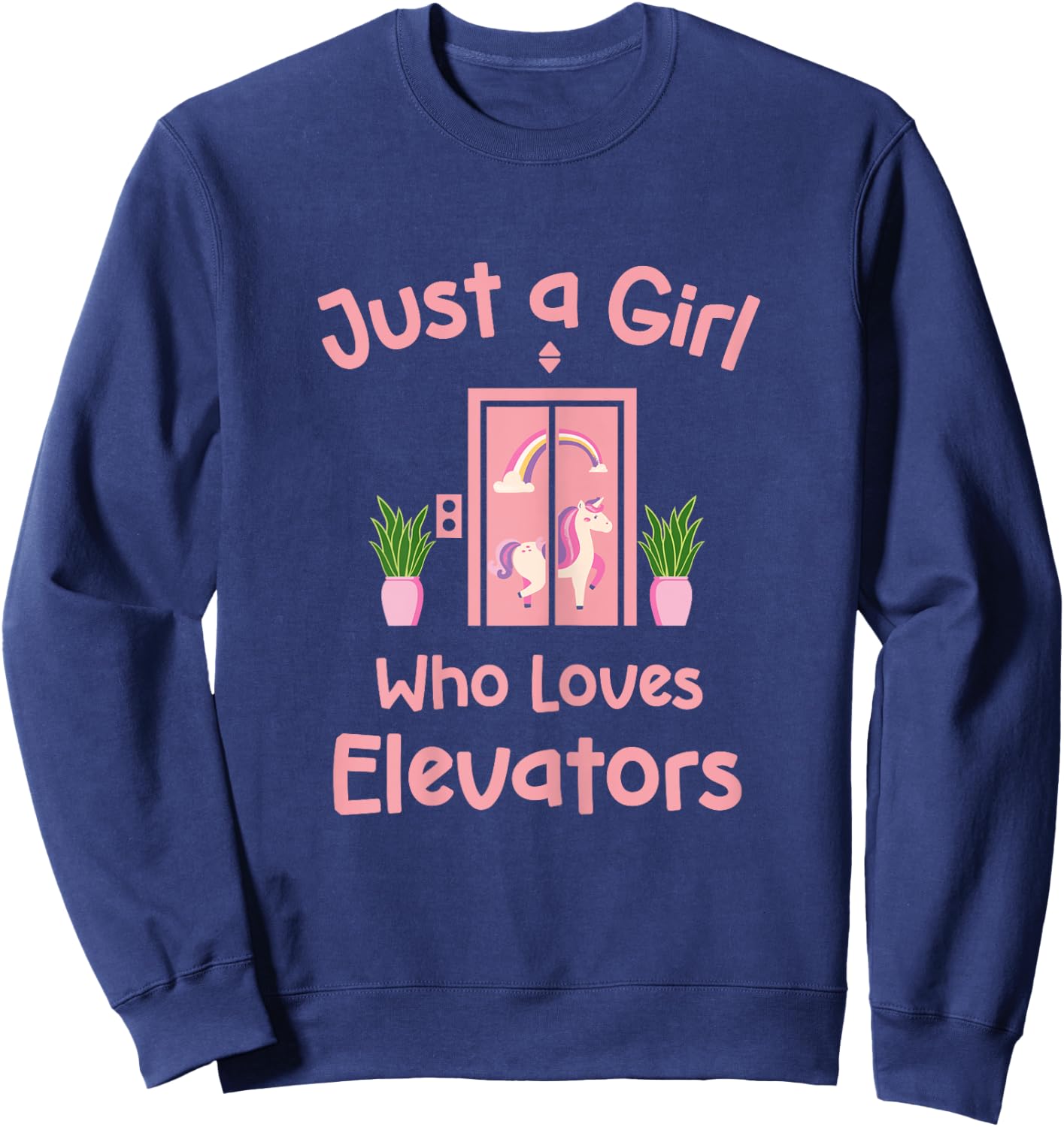 Just A Girl Who Loves Elevators Cute Distracted By Elevator Sweatshirt - Sweatshirt | Navy