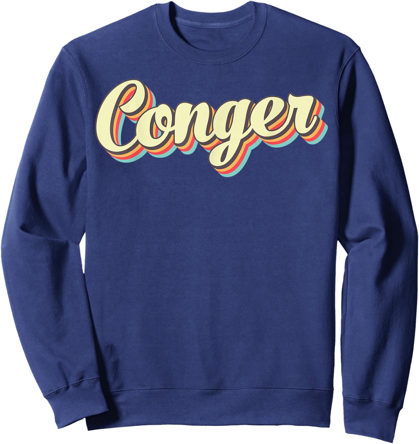 Conger Retro Art Baseball Font Vintage Sweatshirt - Sweatshirt | Navy