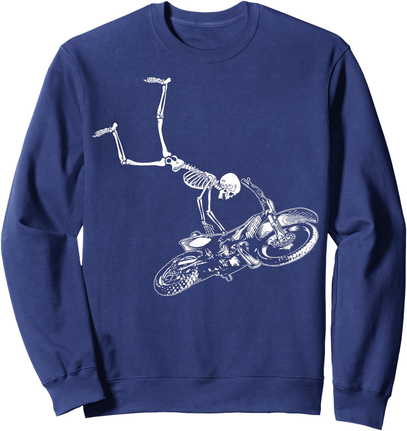 Funny Skeleton riding dirt bike men motocross biking Sweatshirt - Sweatshirt | Navy