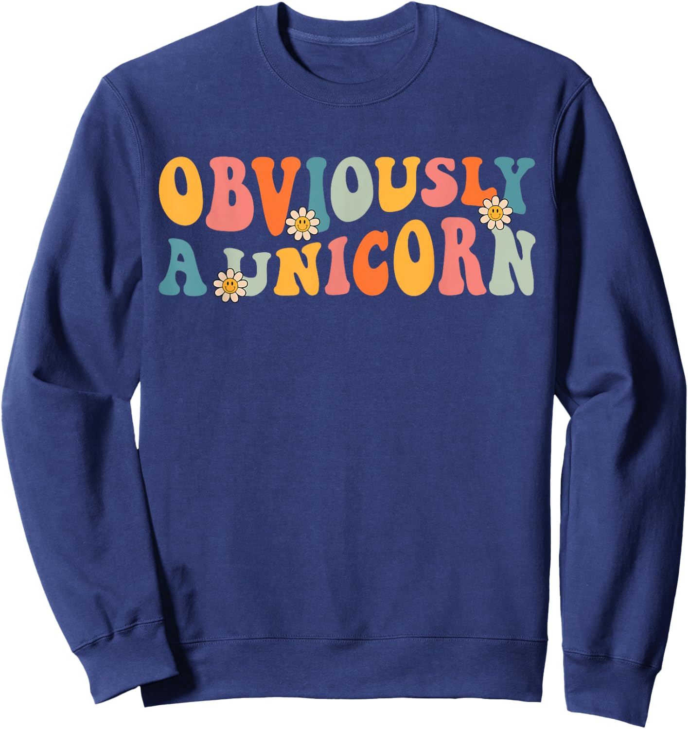 Obviously A Unicorn Retro Groovy Unicorn Squad Security Sweatshirt - Sweatshirt | Navy