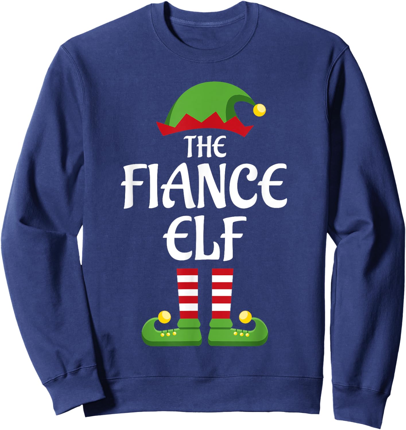 Fiance Elf Family Matching Group Christmas Engaged Sweatshirt - Sweatshirt | Navy