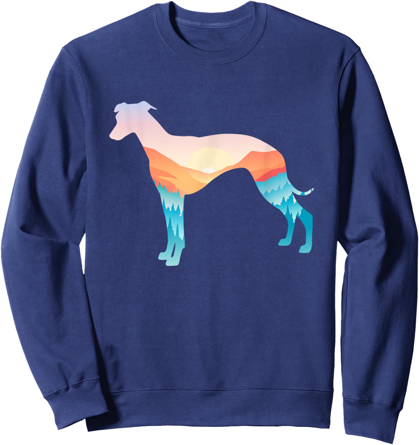 Whippet Nature Hiking Dog Sunrise Adventure Sweatshirt - Sweatshirt | Navy