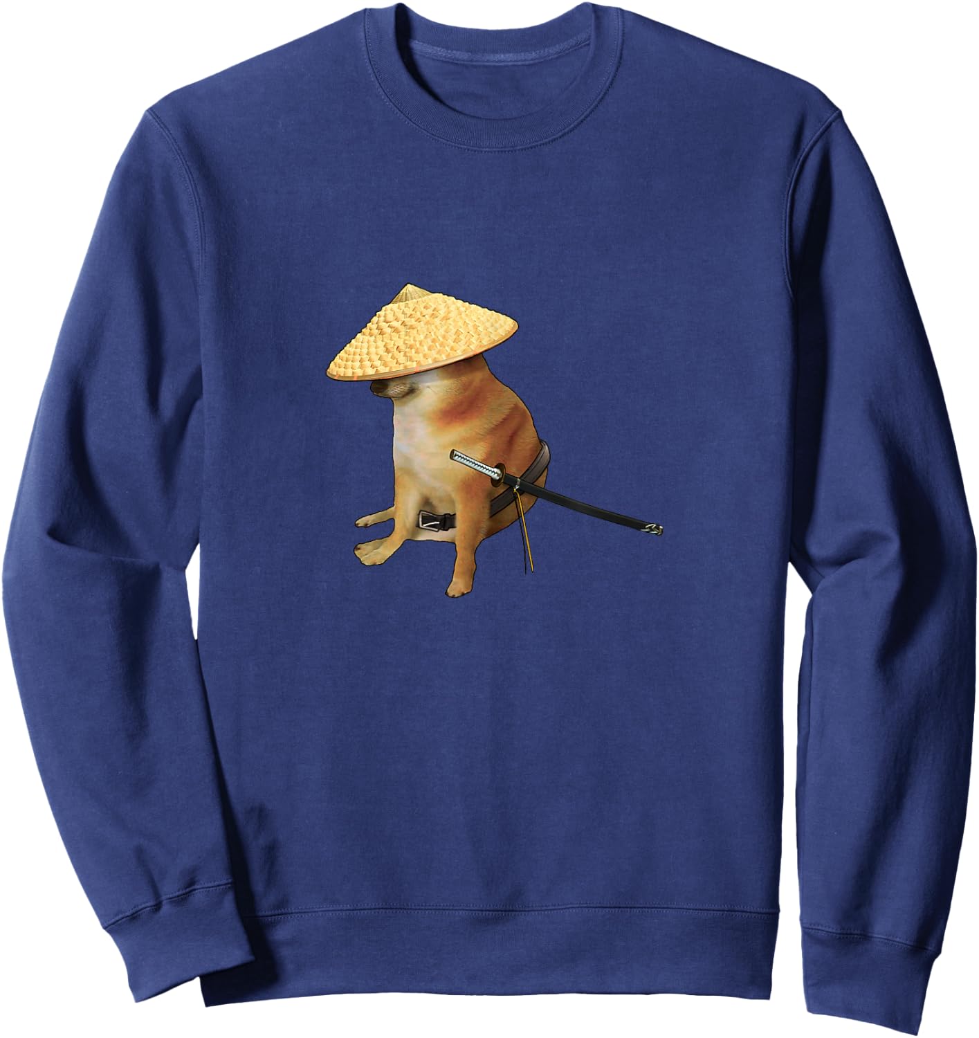 Cheems Samurai Epic Iconic Meme Shiba Inu Doge Bonk Sweatshirt - Sweatshirt | Navy