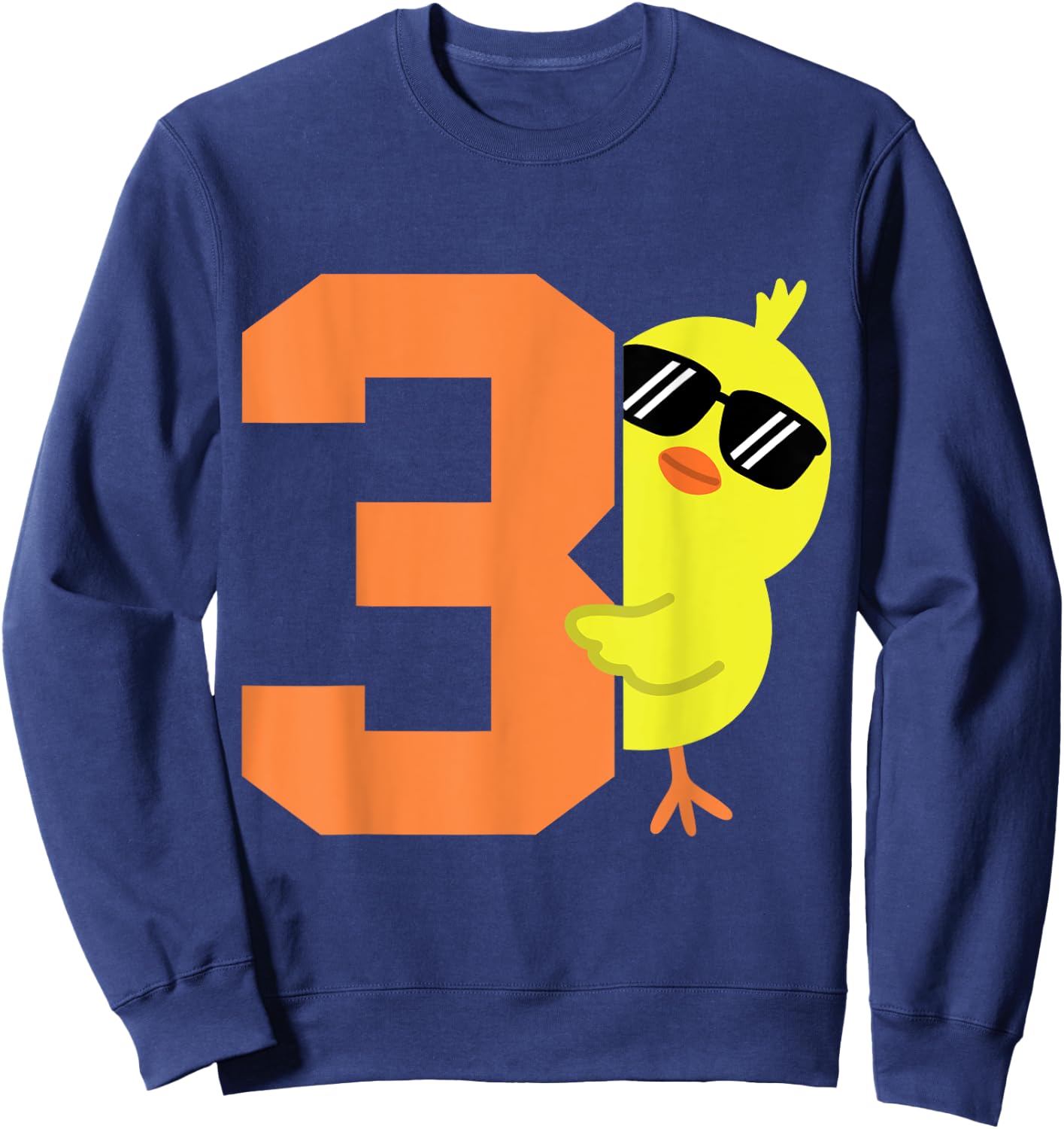 Kids 3rd Birthday Chicken Themed Cute 3 Year Old Boys Chick Sweatshirt - Sweatshirt | Navy