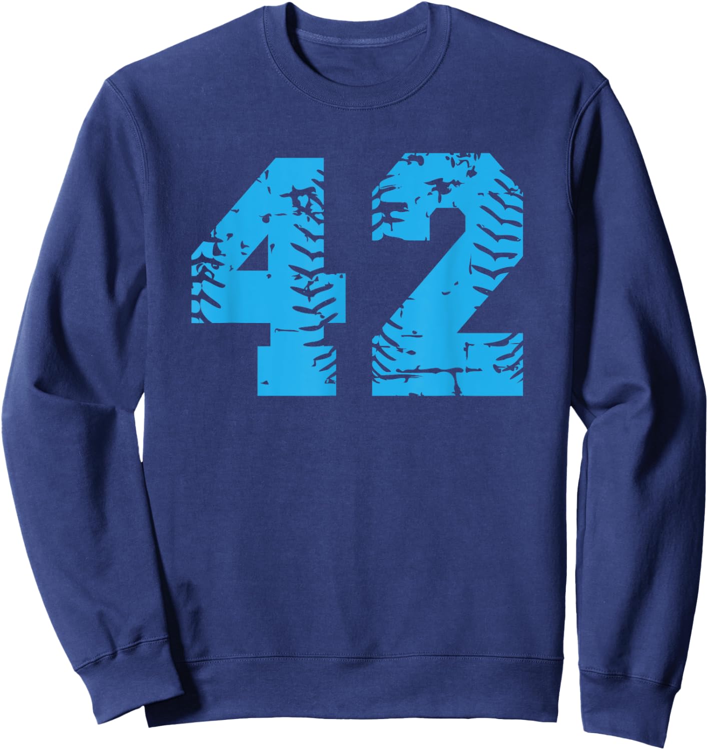 Number #42 Baseball Softball Blue Vintage Number Sweatshirt - Sweatshirt | Navy