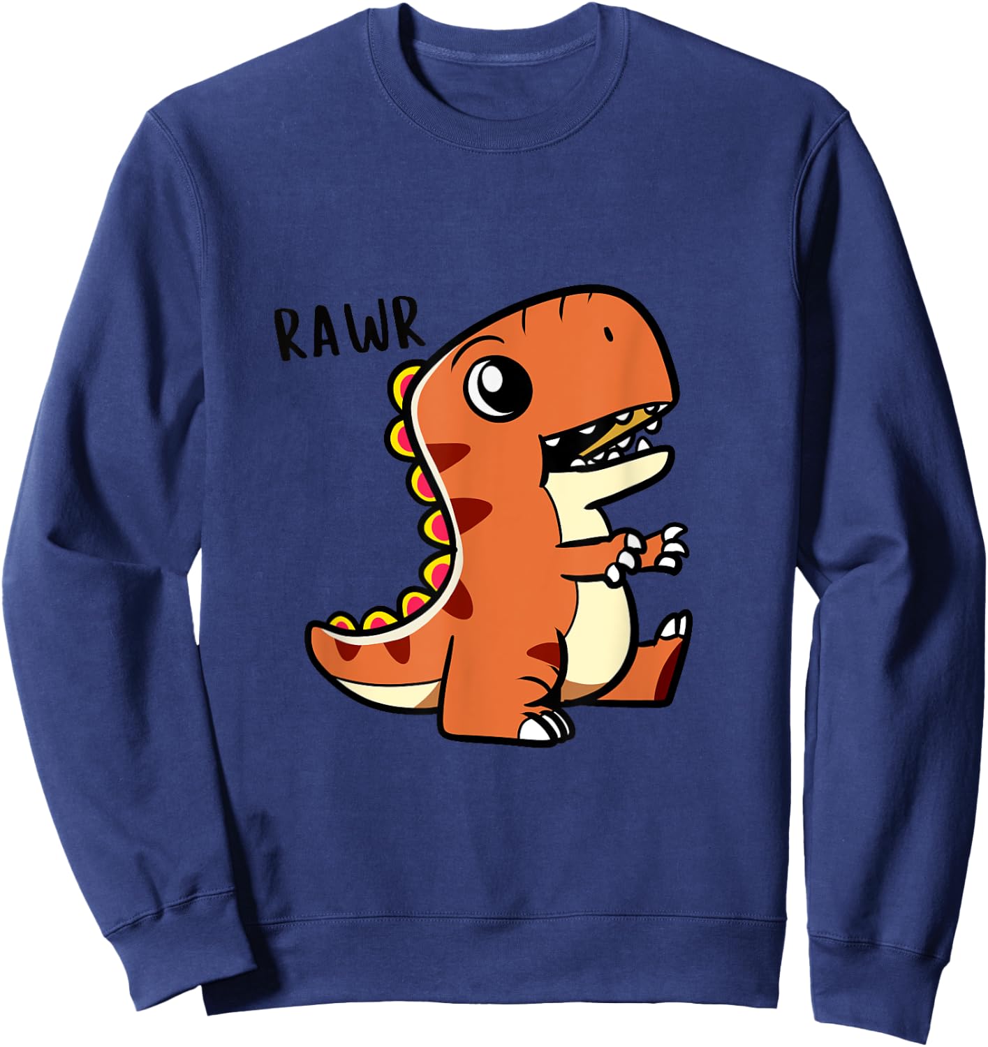 Kids Dino Rawr Trex Cartoon Dinosaur Monster Sweatshirt - Sweatshirt | Navy