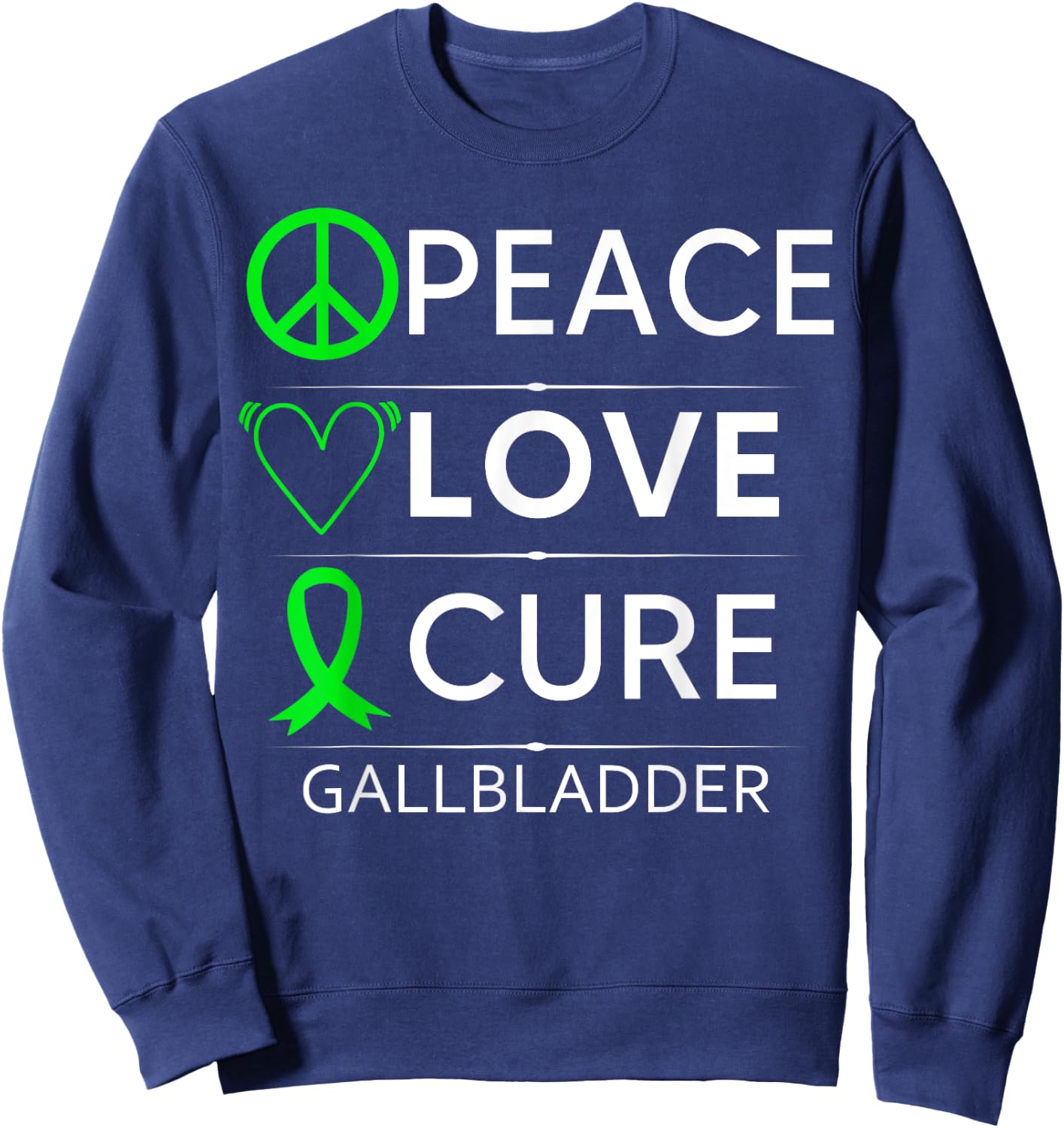 Gallbladder Awareness Gallstones Removal Green Ribbon Sweatshirt - Sweatshirt | Navy