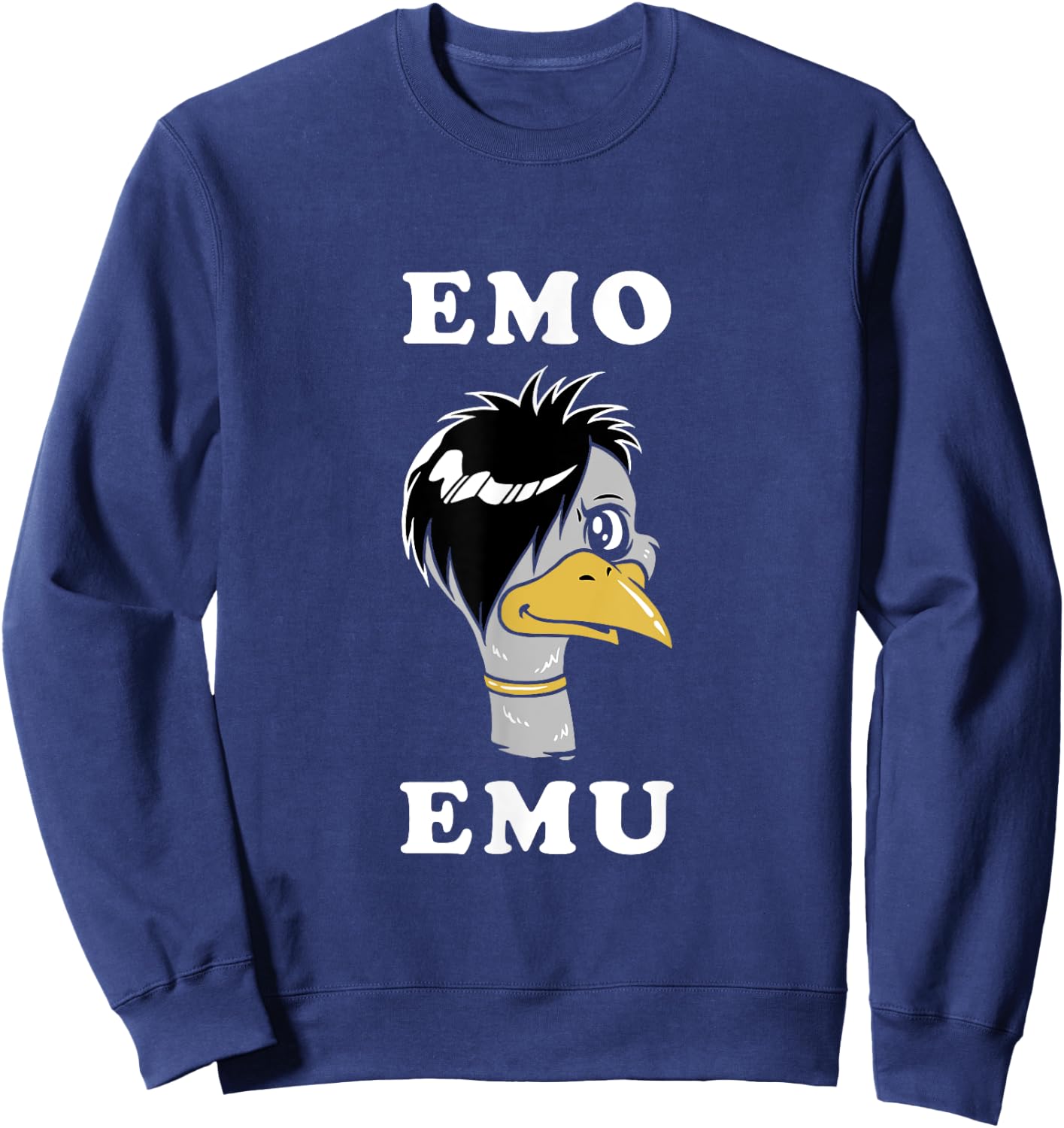 Emo Emu Funny Metal Gothic Emu Bird Sweatshirt - Sweatshirt | Navy