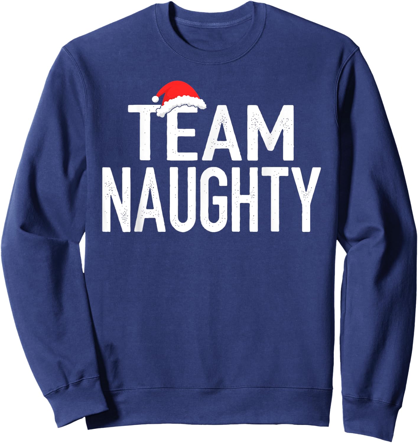 Christmas Couple Santa Claus Pajama Shirts, Team Naughty Sweatshirt - Sweatshirt | Navy