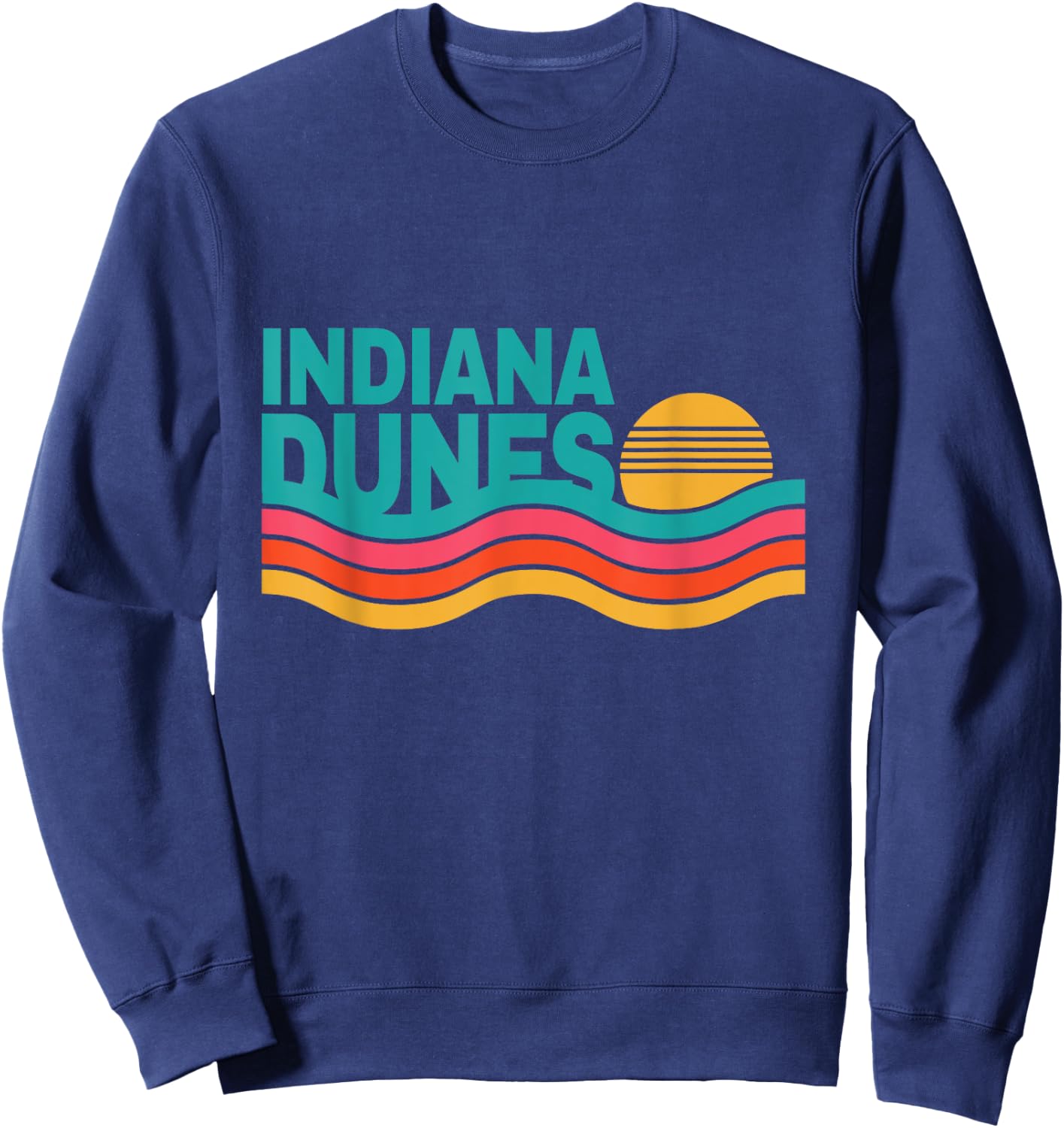 Vintage Indiana Dunes National Park Retro 70s 80s Sunset Sweatshirt - Sweatshirt | Navy